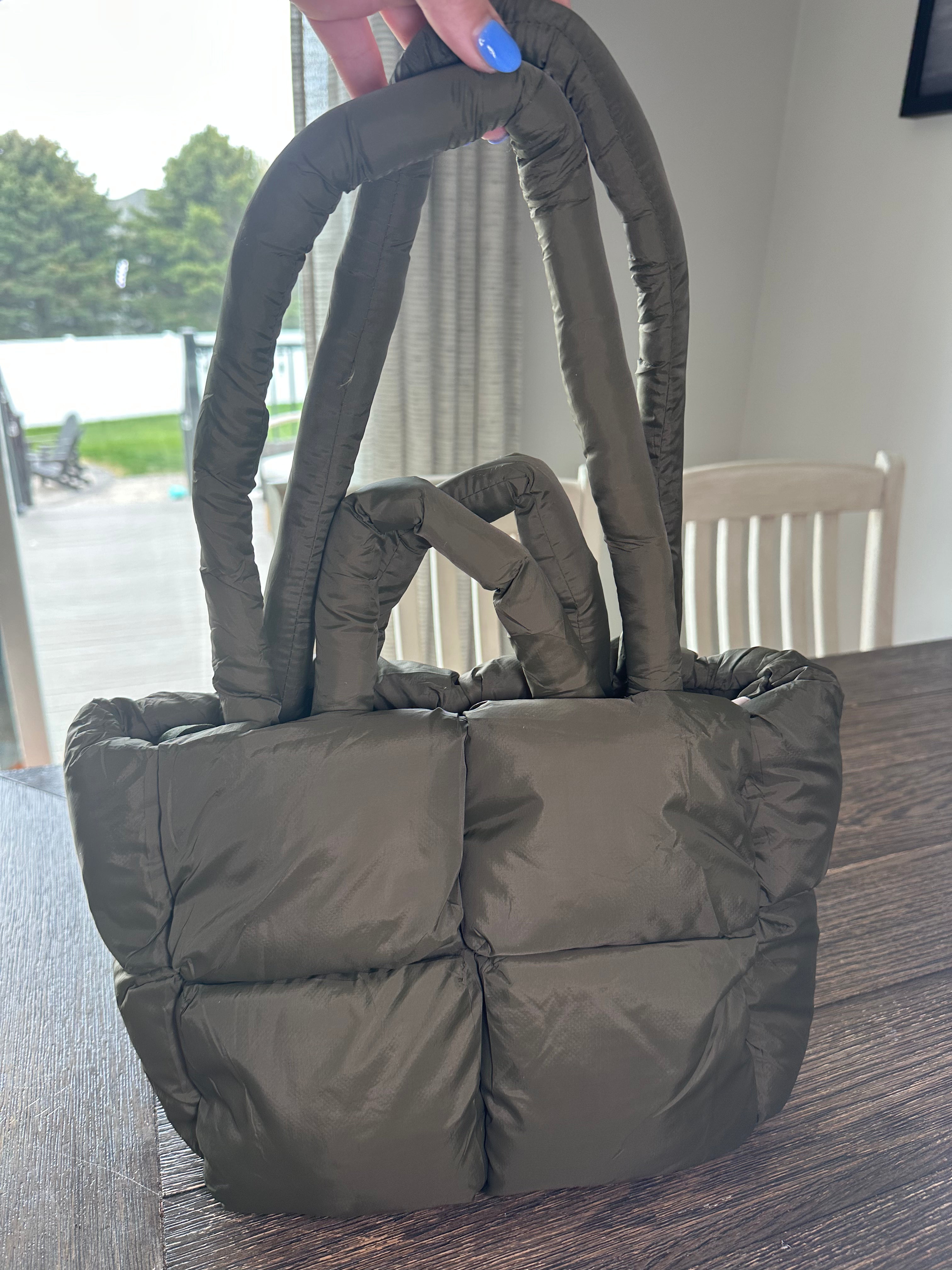 Simple Puffer Tote Bag Solid Color Soft Handbag