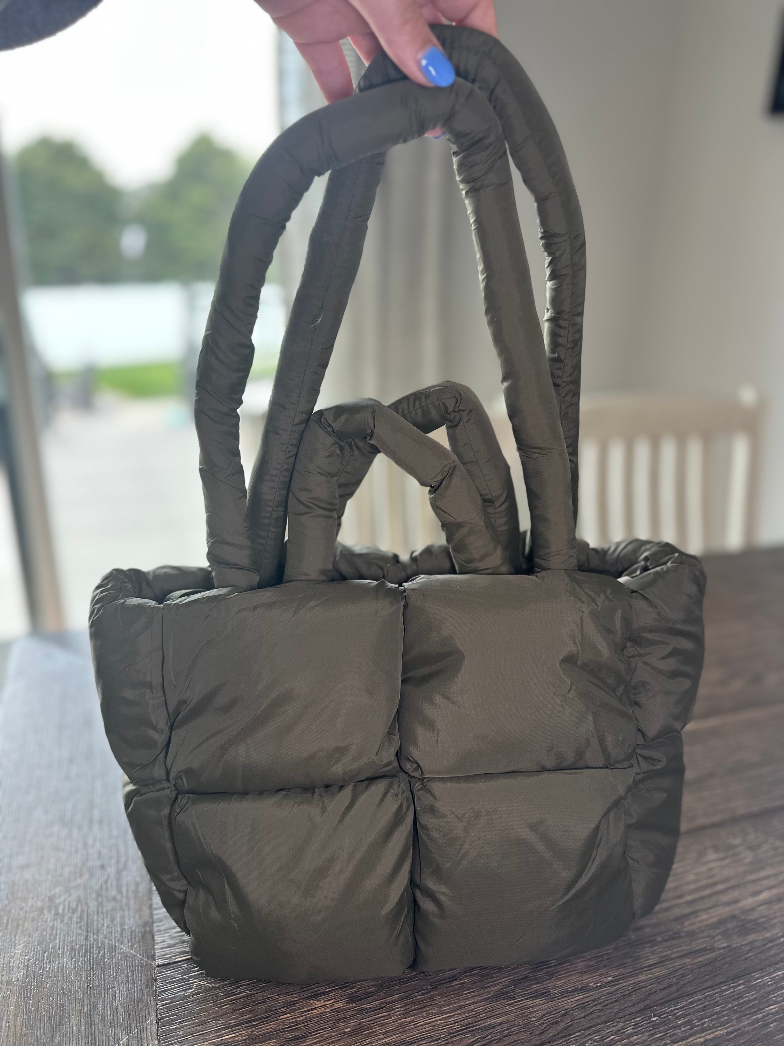 Simple Puffer Tote Bag Solid Color Soft Handbag