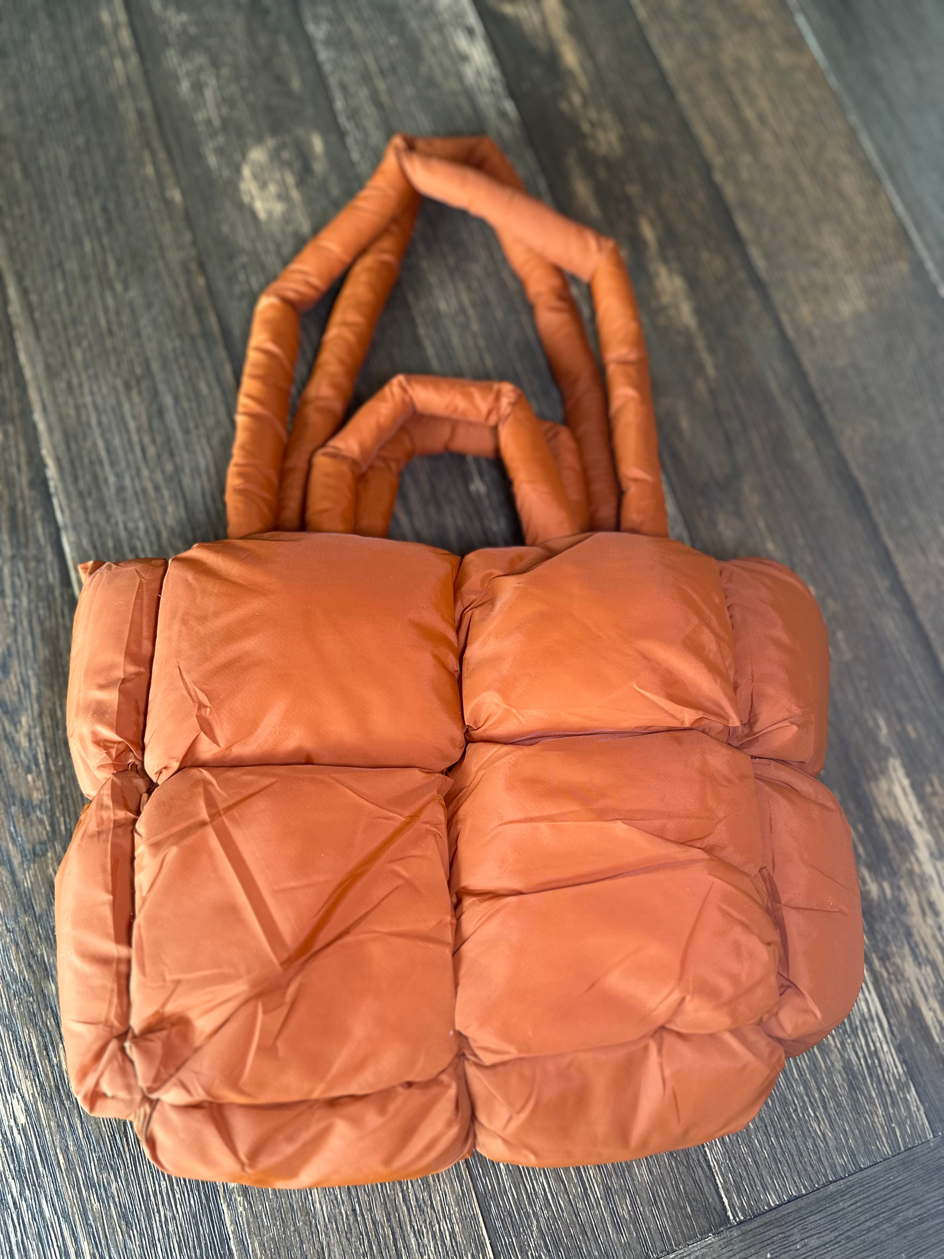 Simple Puffer Tote Bag Solid Color Soft Handbag