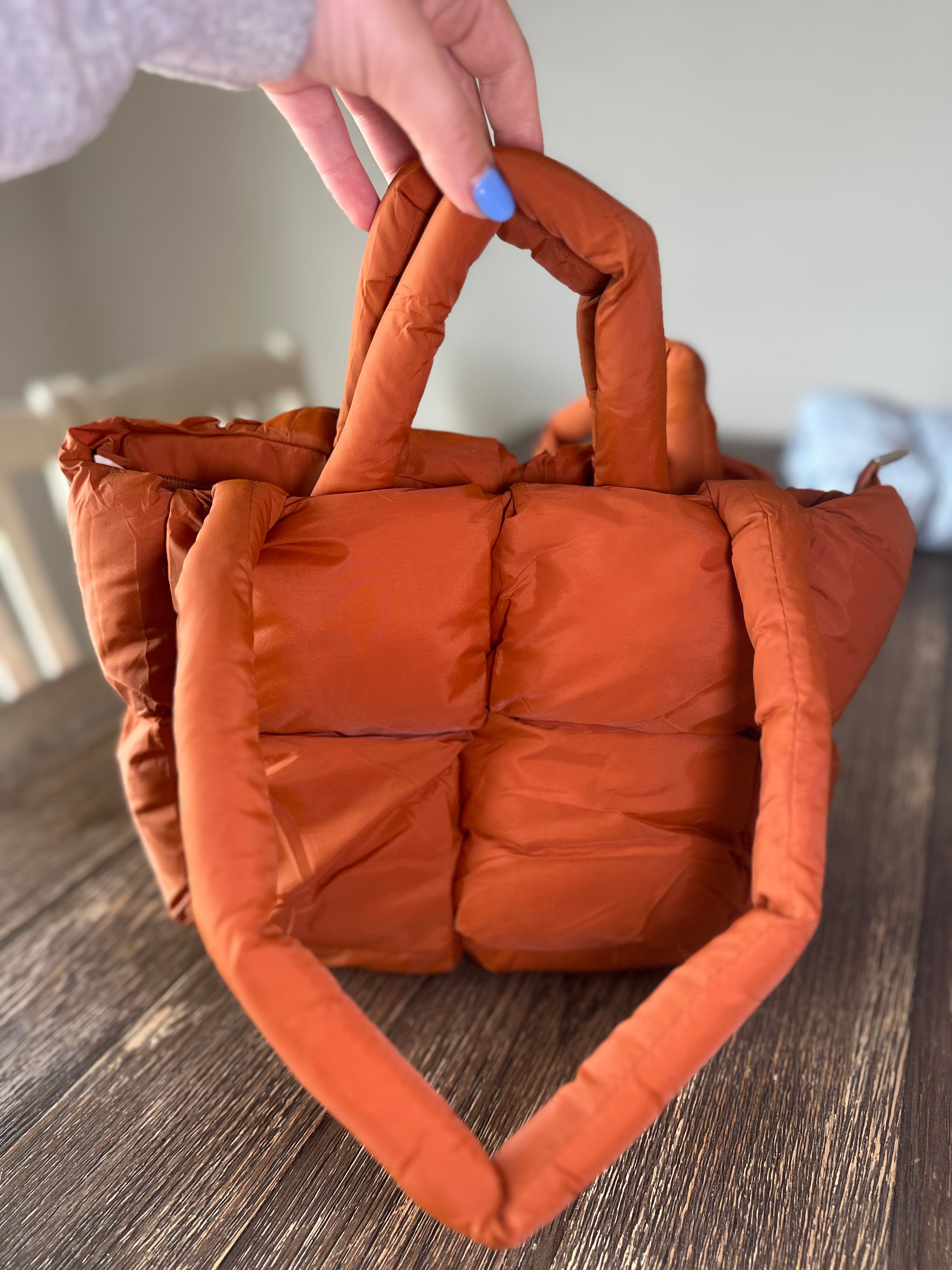 Simple Puffer Tote Bag Solid Color Soft Handbag