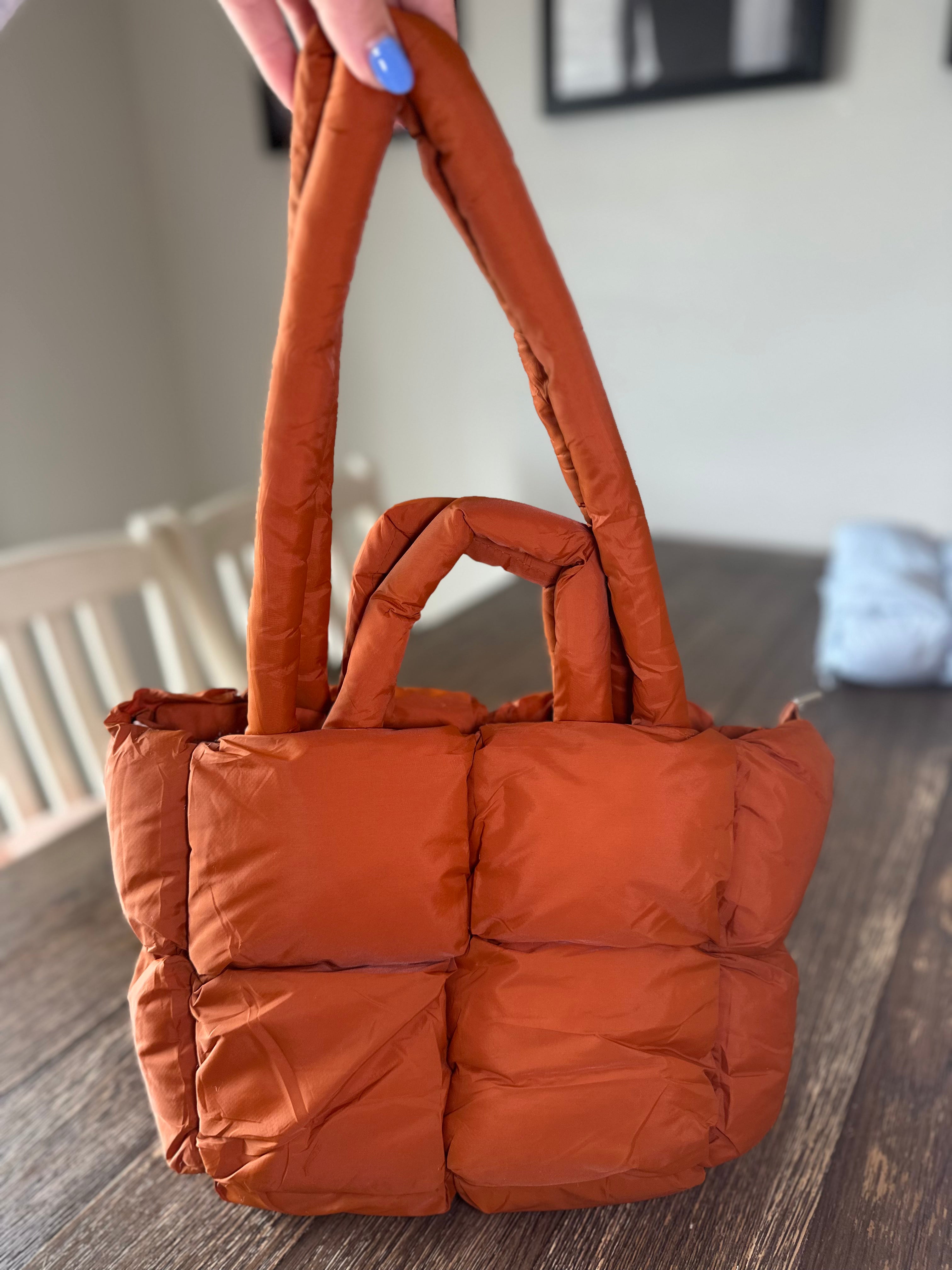 Simple Puffer Tote Bag Solid Color Soft Handbag