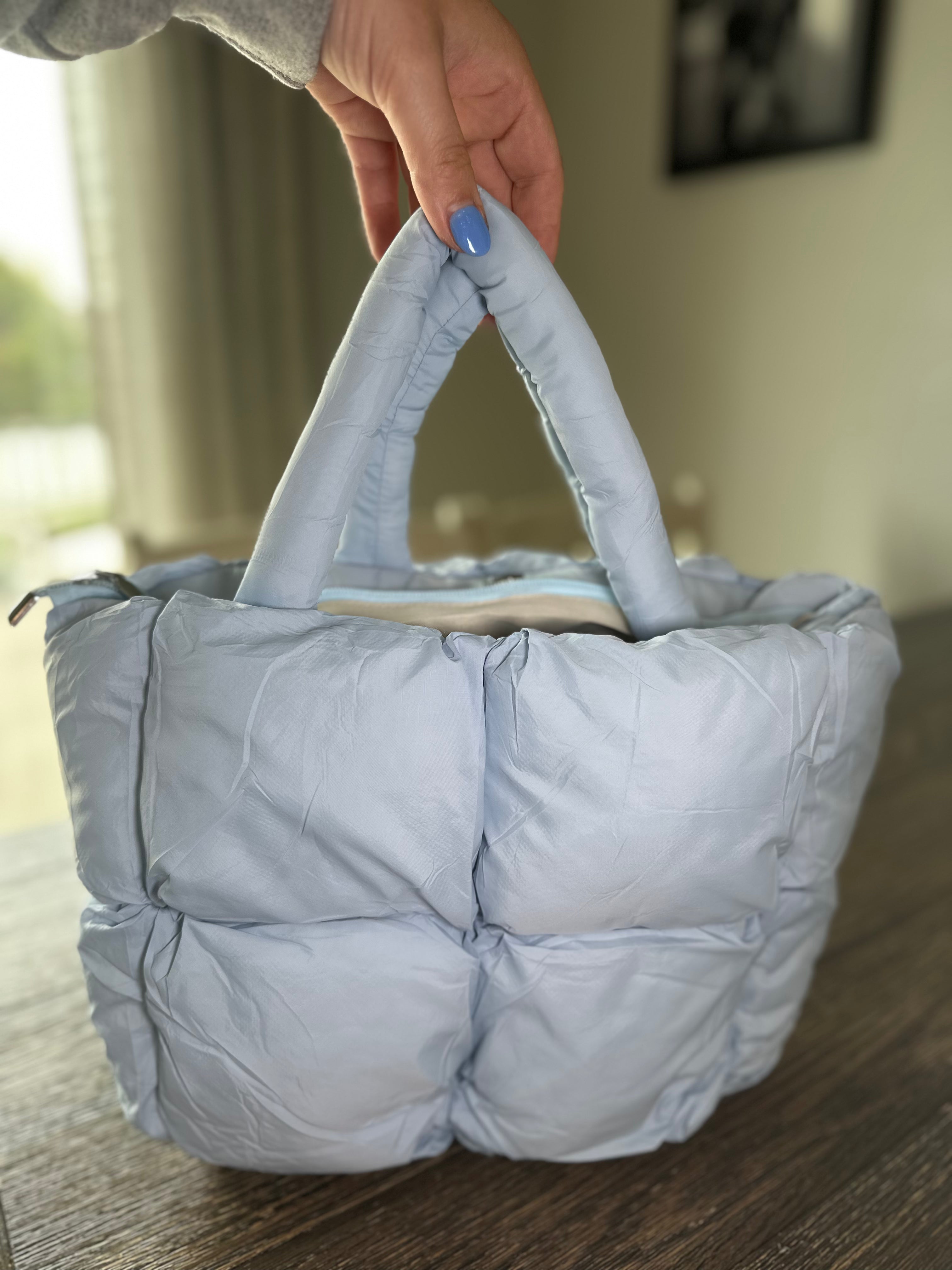 Simple Puffer Tote Bag Solid Color Soft Handbag