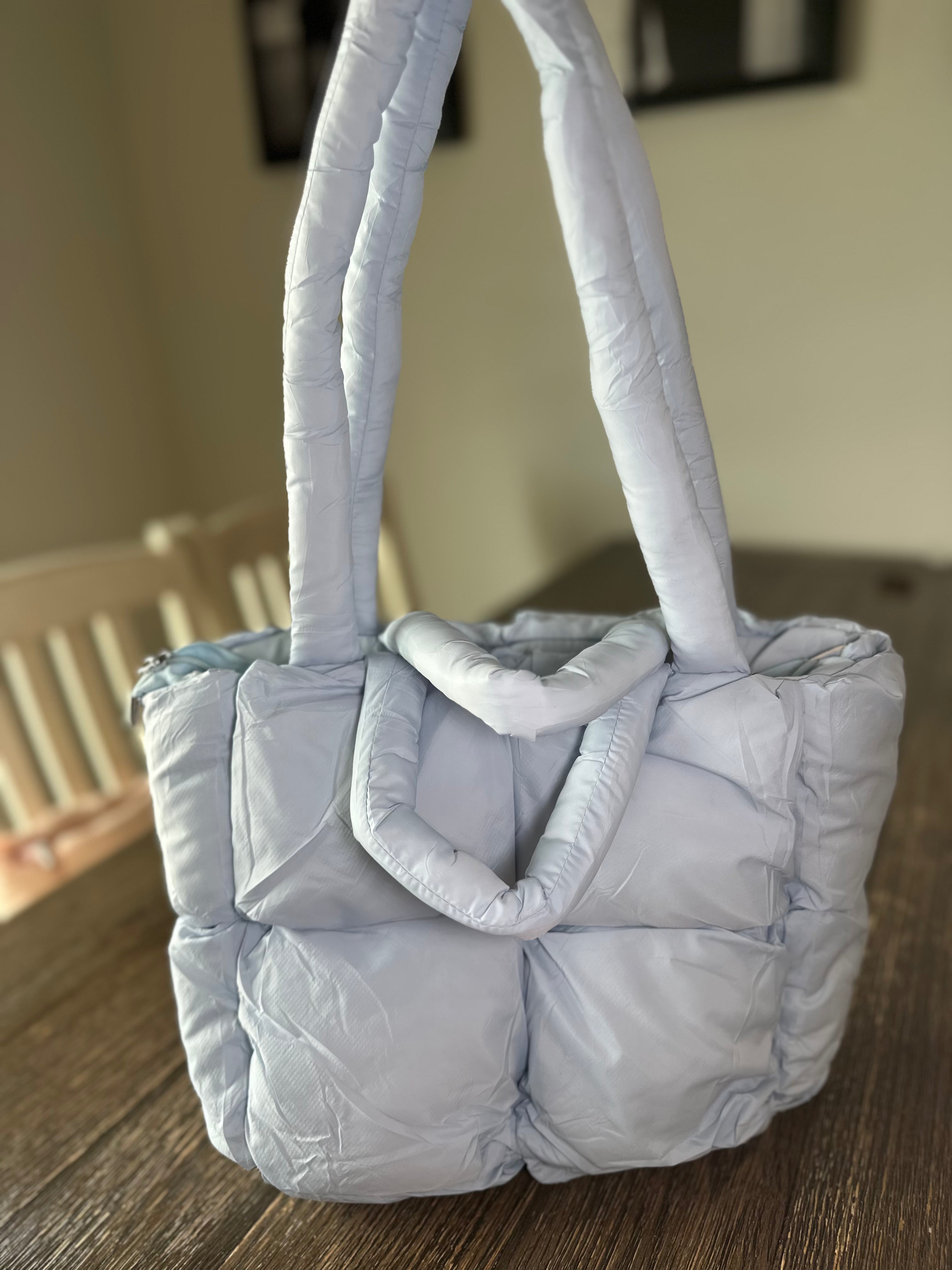 Simple Puffer Tote Bag Solid Color Soft Handbag
