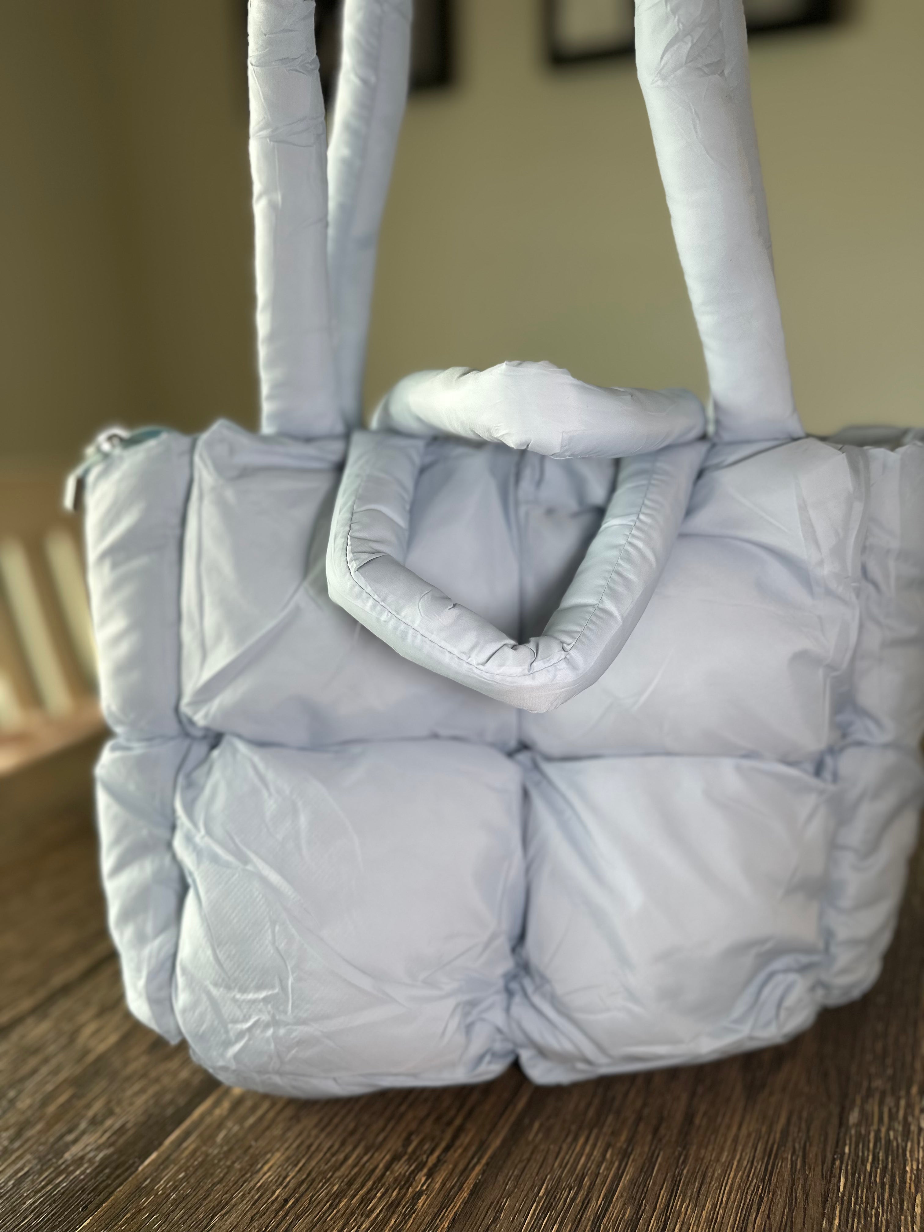 Simple Puffer Tote Bag Solid Color Soft Handbag
