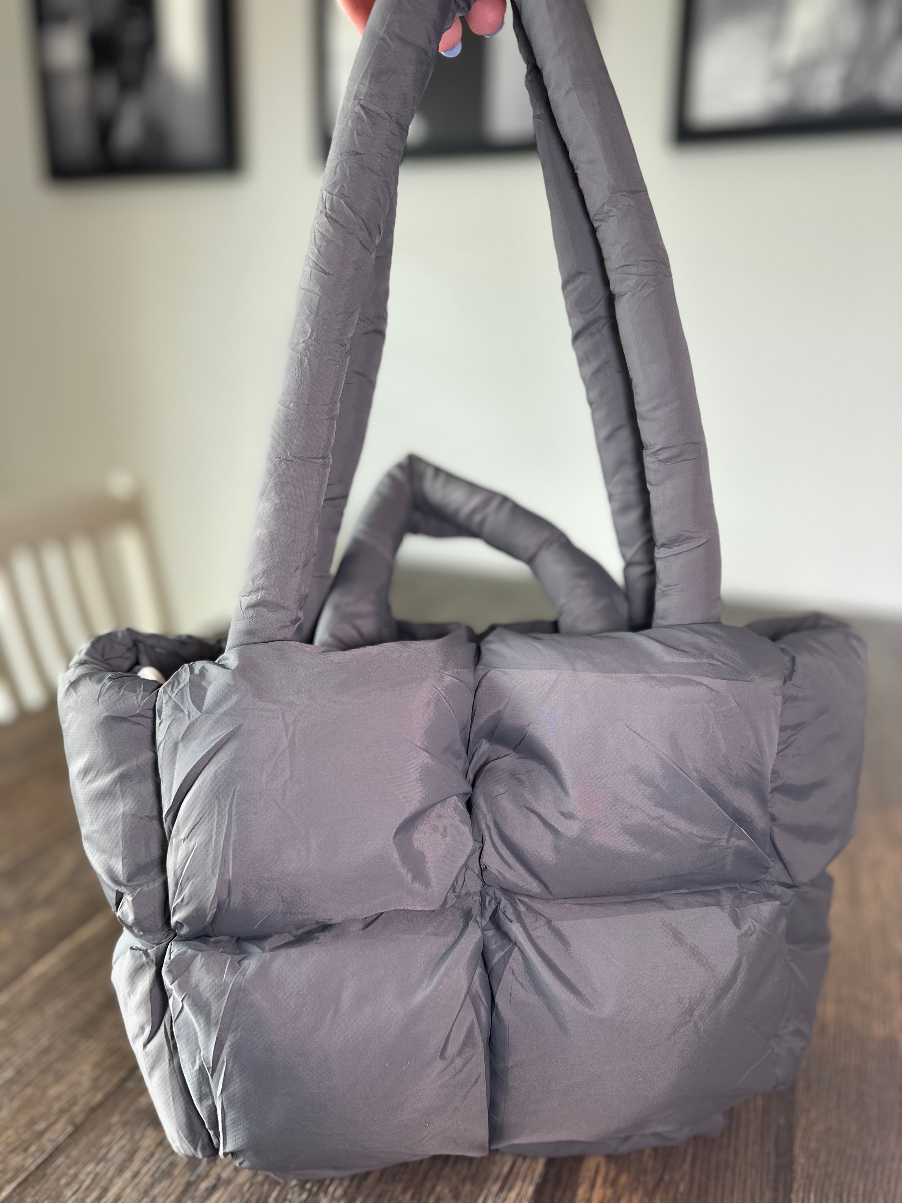 Simple Puffer Tote Bag Solid Color Soft Handbag