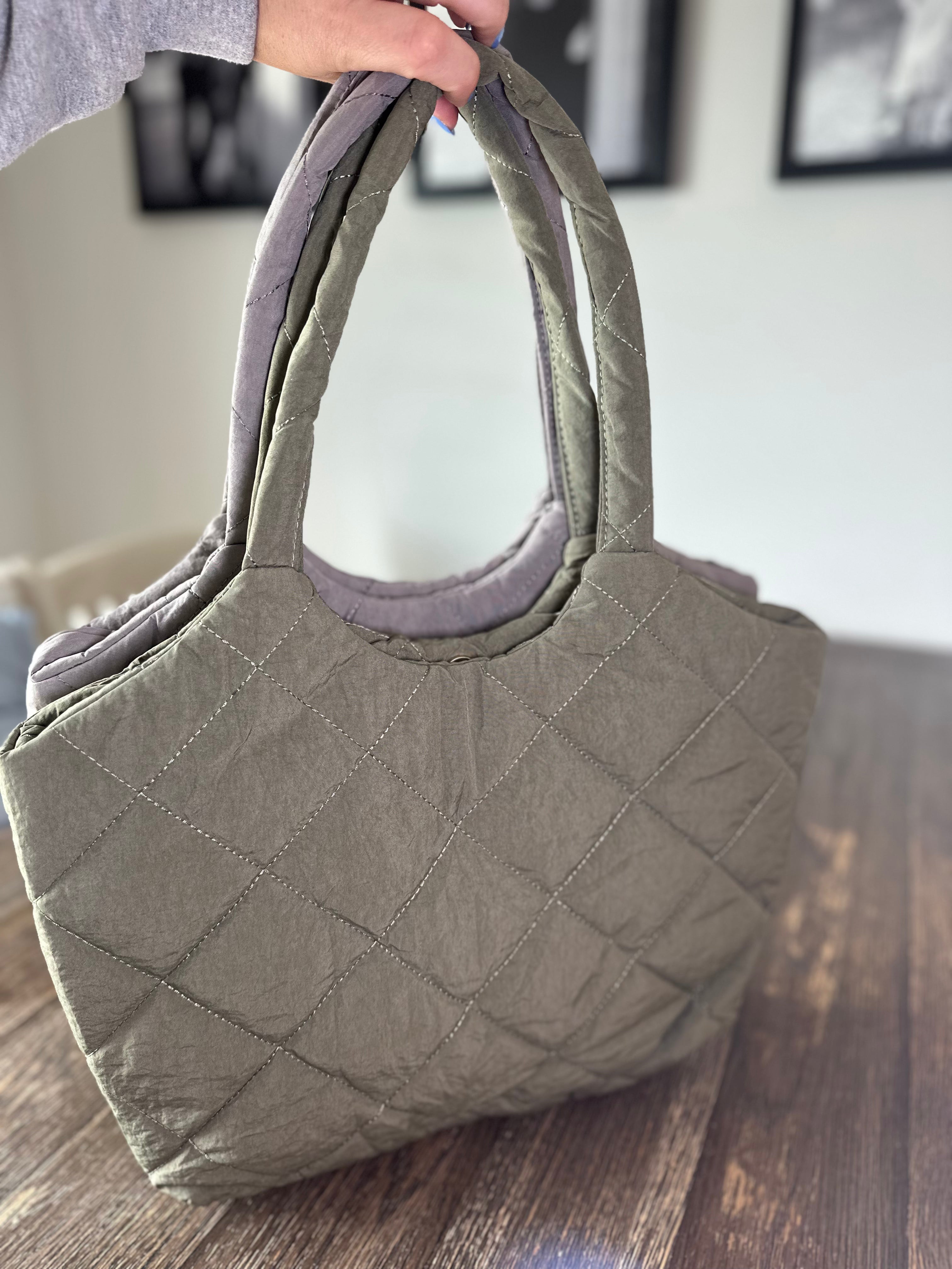 Solid Color Large Capacity Puffer Handbag