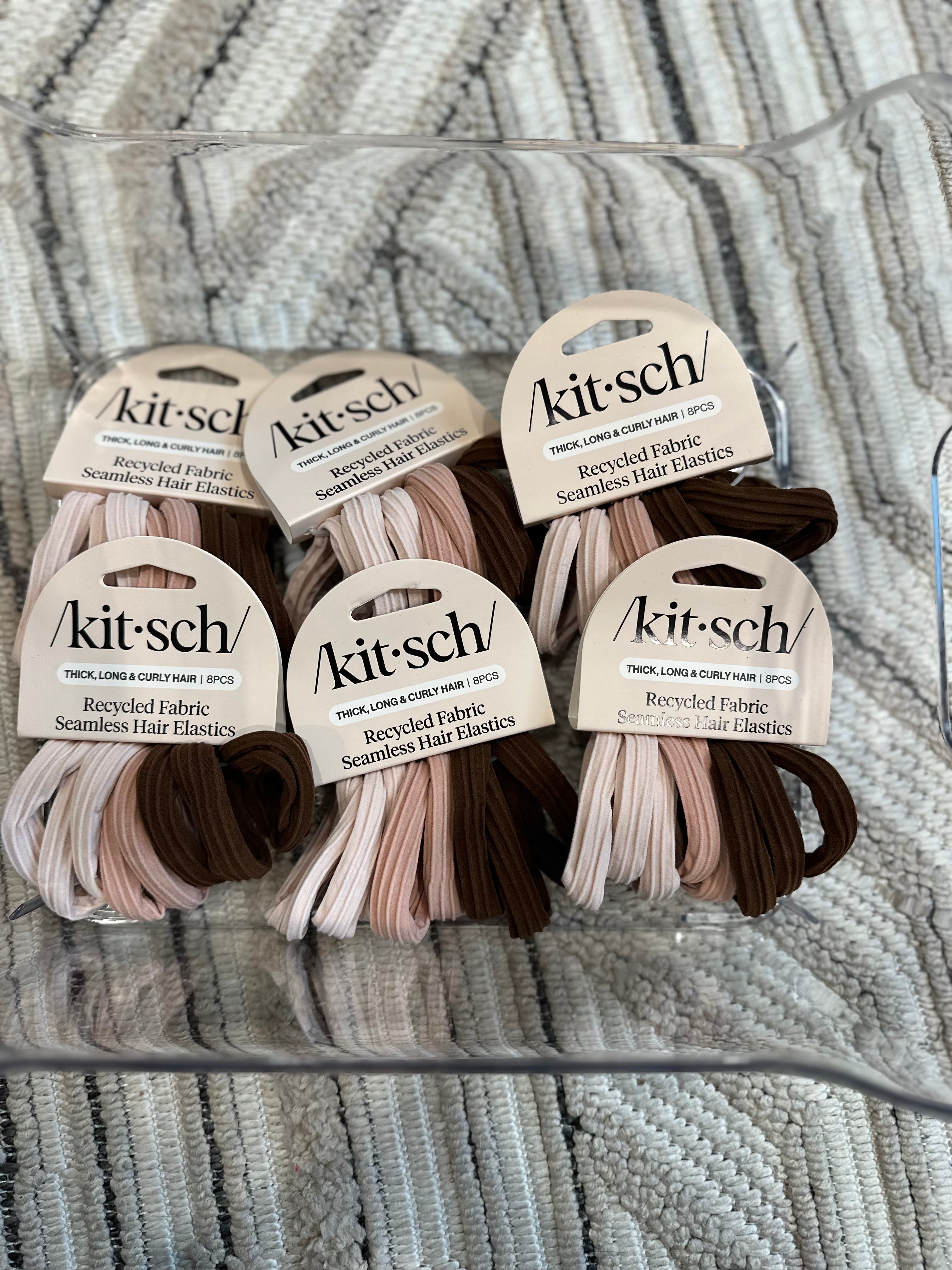 Recycled Seamless Hair Elastics 8pc Set- Rosewood