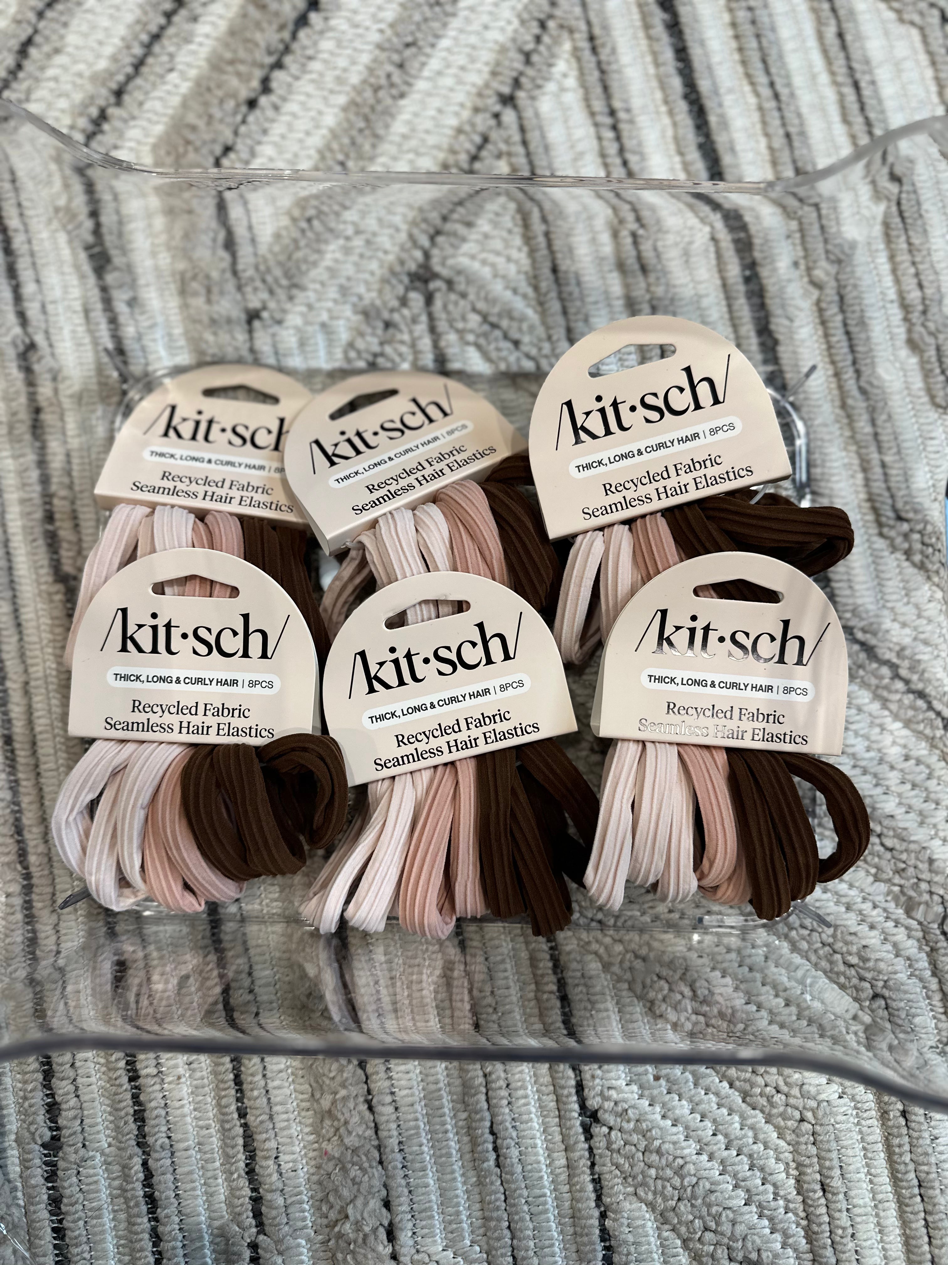 Recycled Seamless Hair Elastics 8pc Set- Rosewood