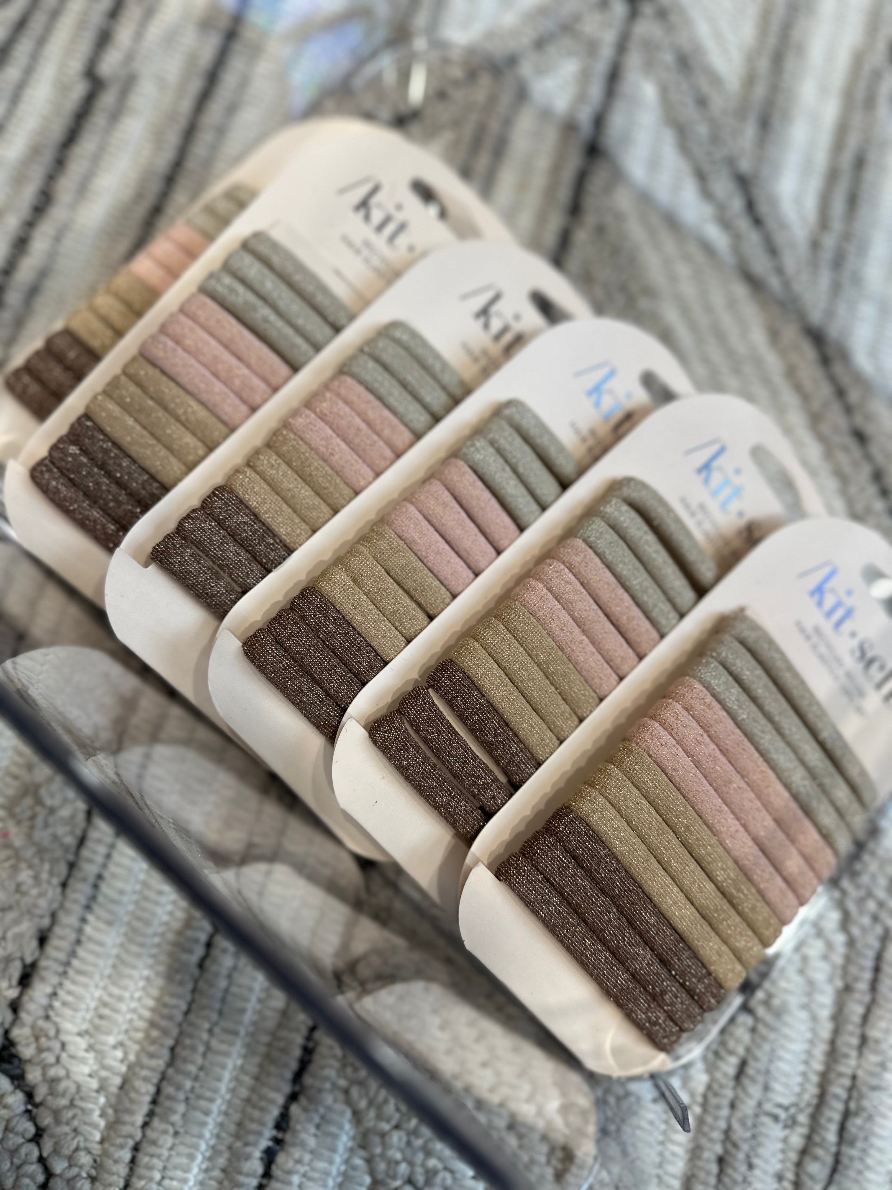 Recycled Nylon Glitter Medium Elastics 12pc- Neutral