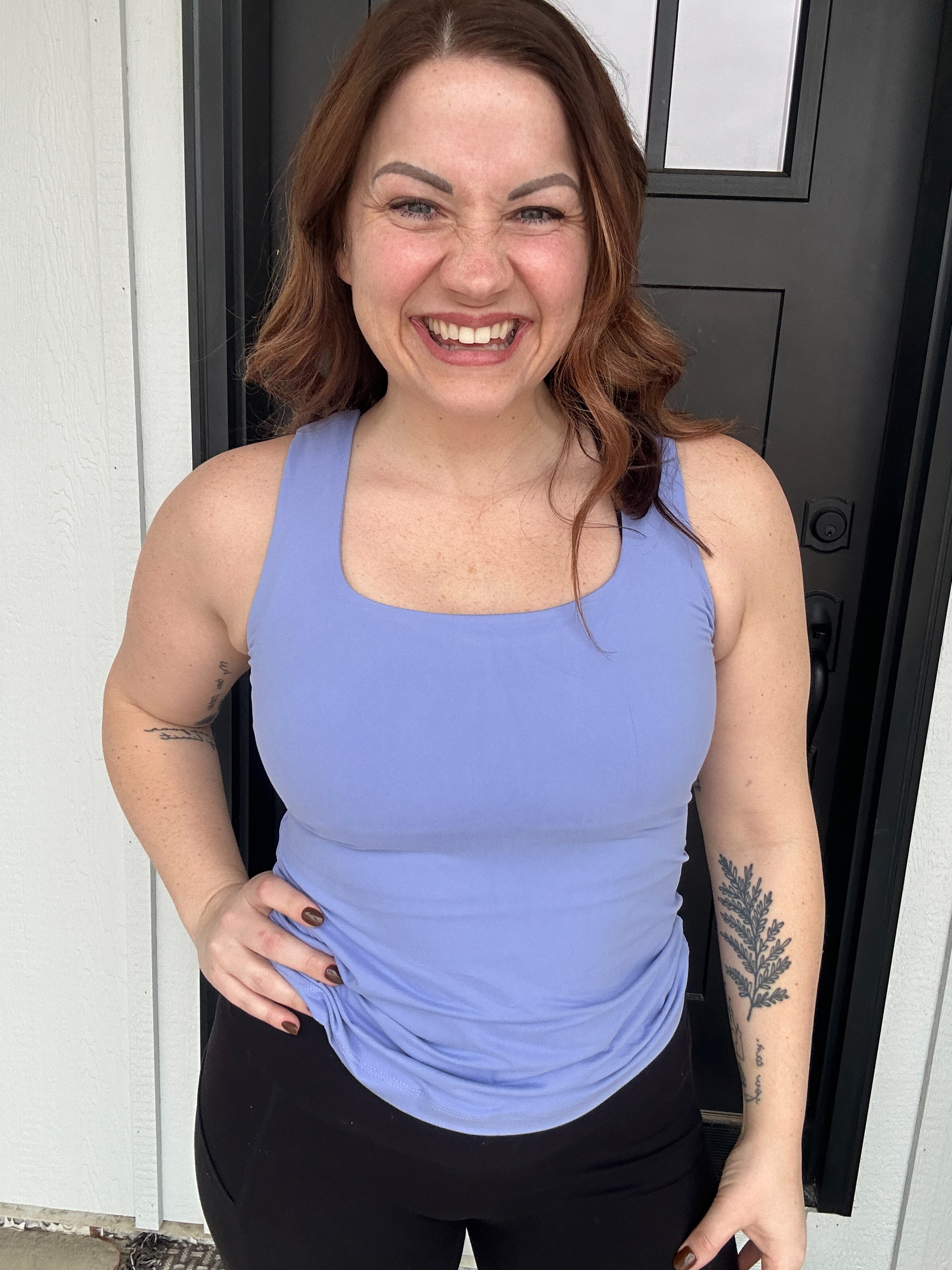 BUTTER FABRIC SQUARE NECKLINE SLEEVELESS TANK TOP