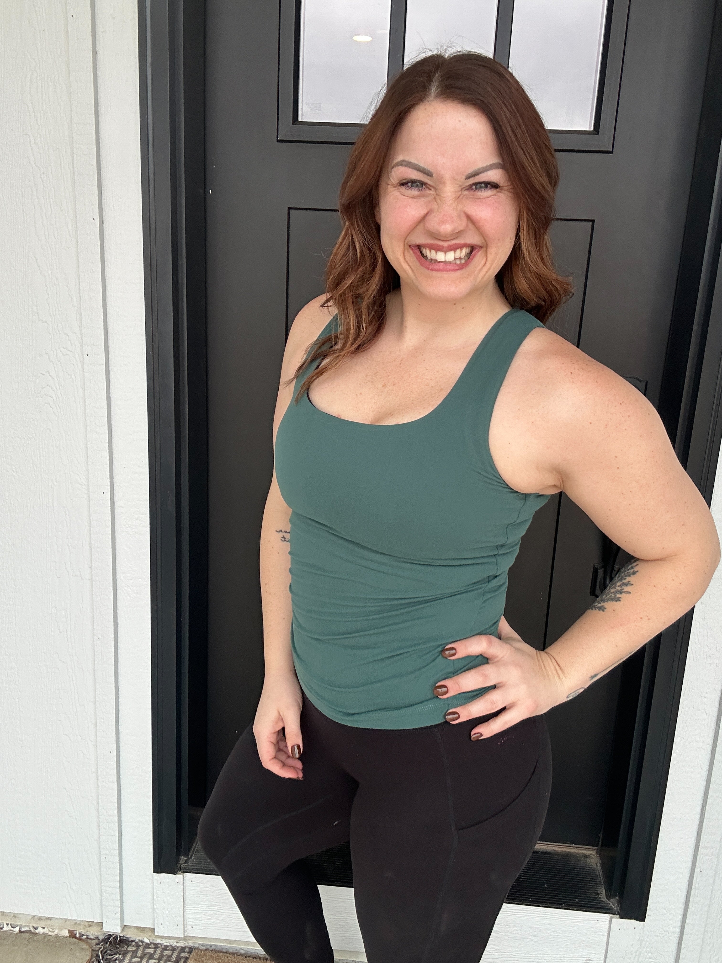 BUTTER FABRIC SQUARE NECKLINE SLEEVELESS TANK TOP