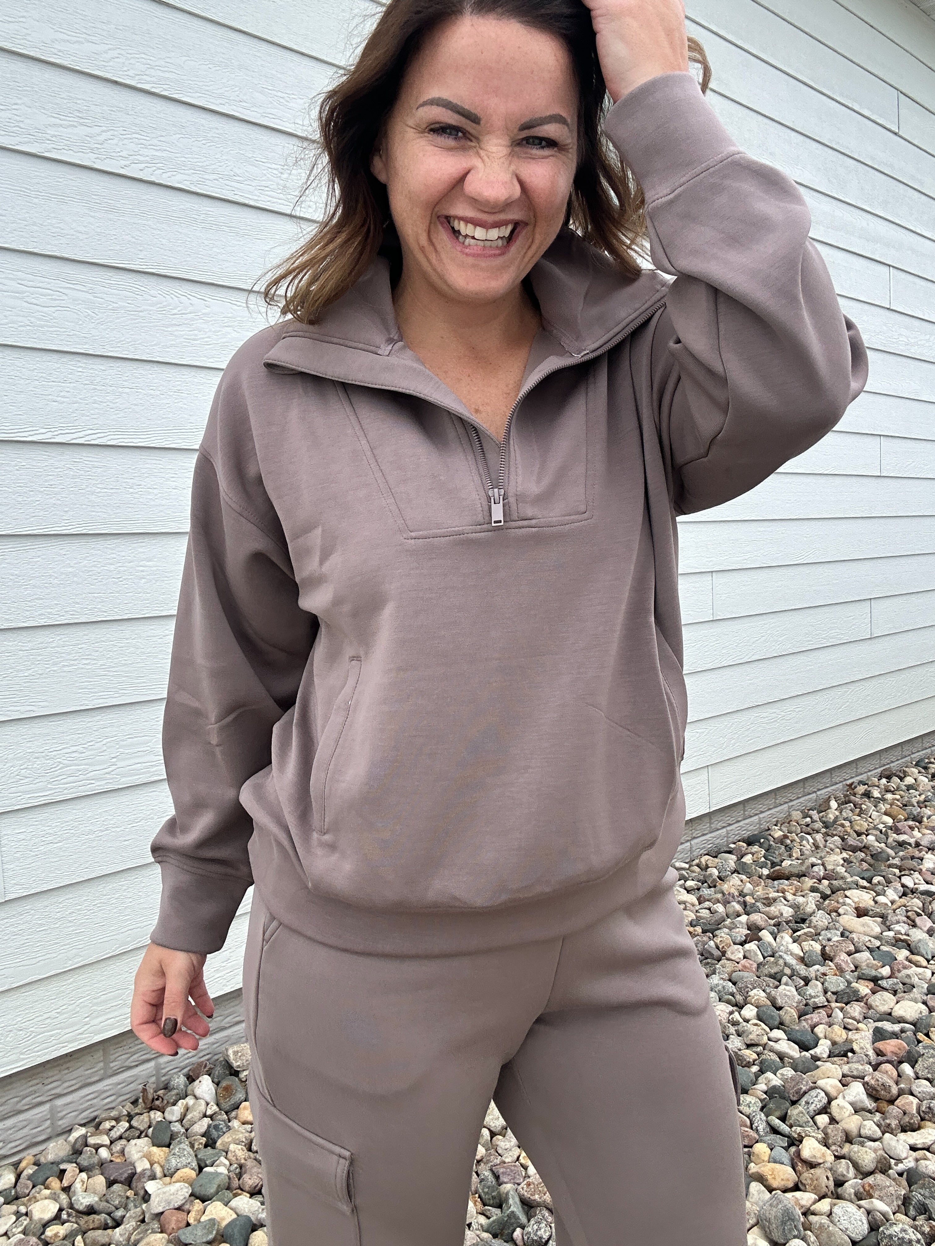 MODAL SCUBA QUARTER ZIP FUNNEL NECK PULLOVER