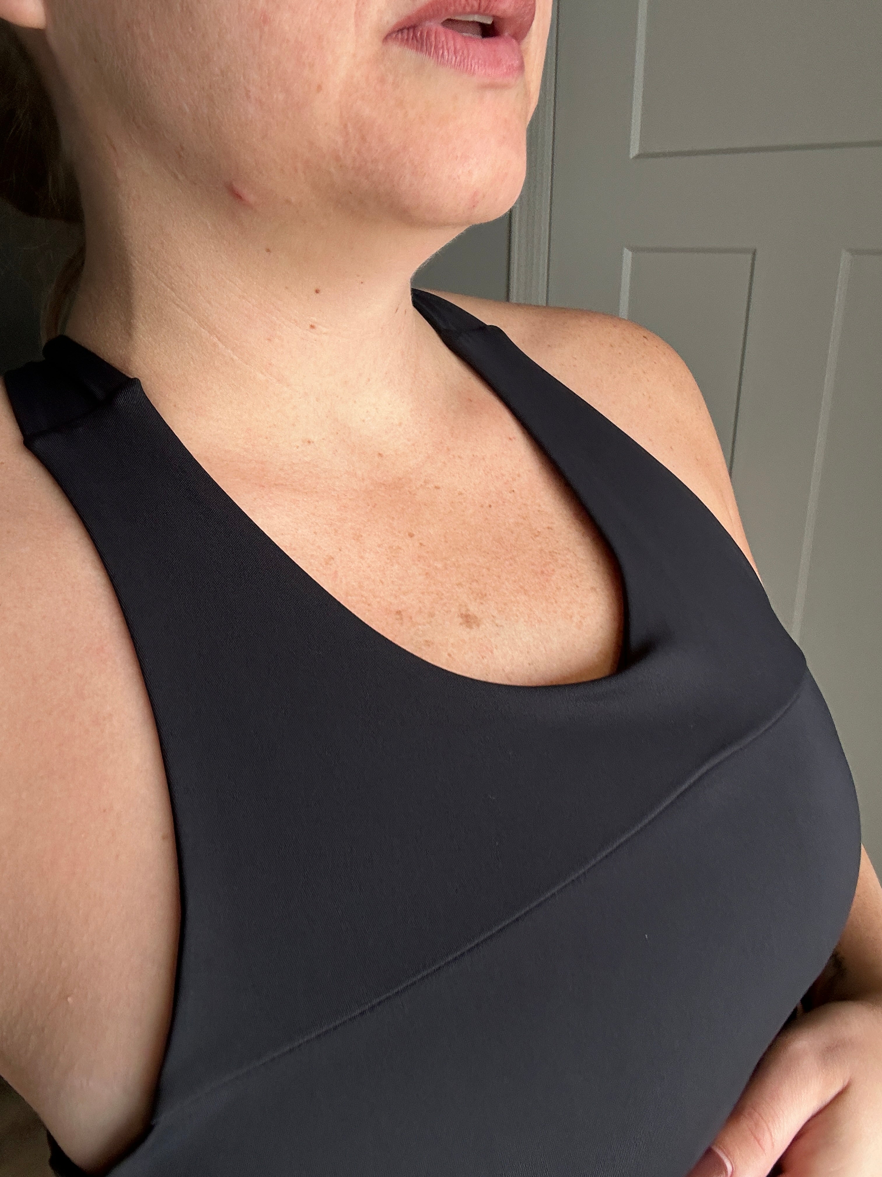 Split Front Overlay Back Adjustable Sports Bra