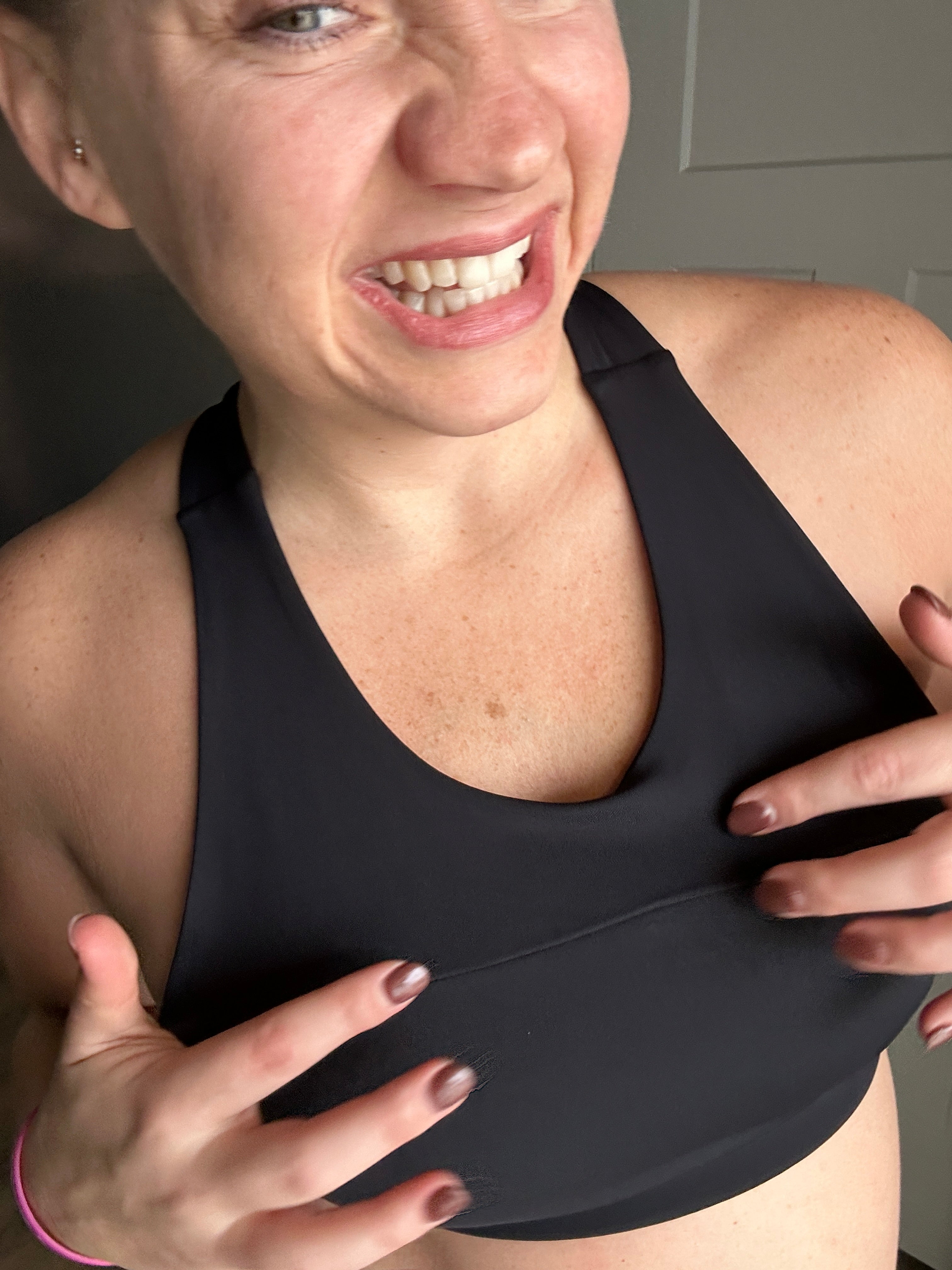 Split Front Overlay Back Adjustable Sports Bra