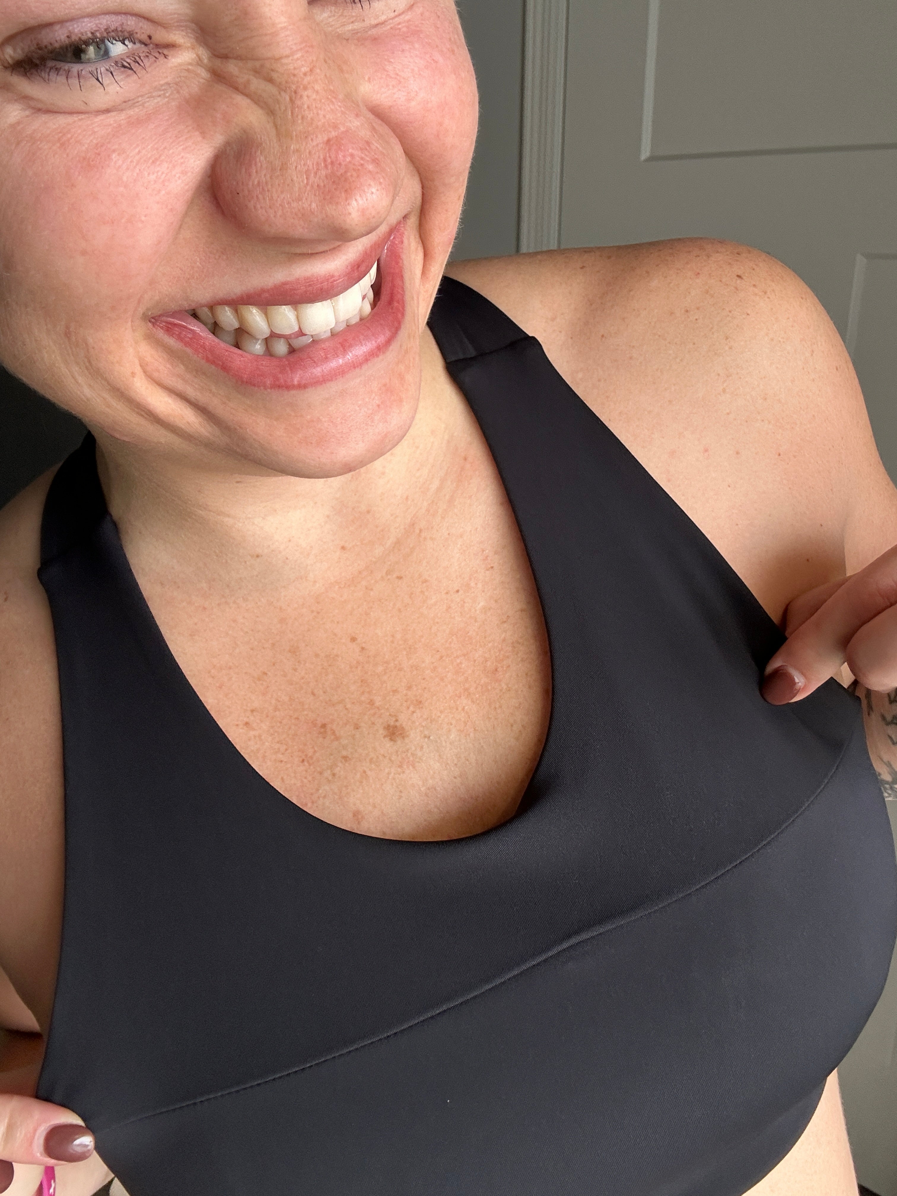 Split Front Overlay Back Adjustable Sports Bra