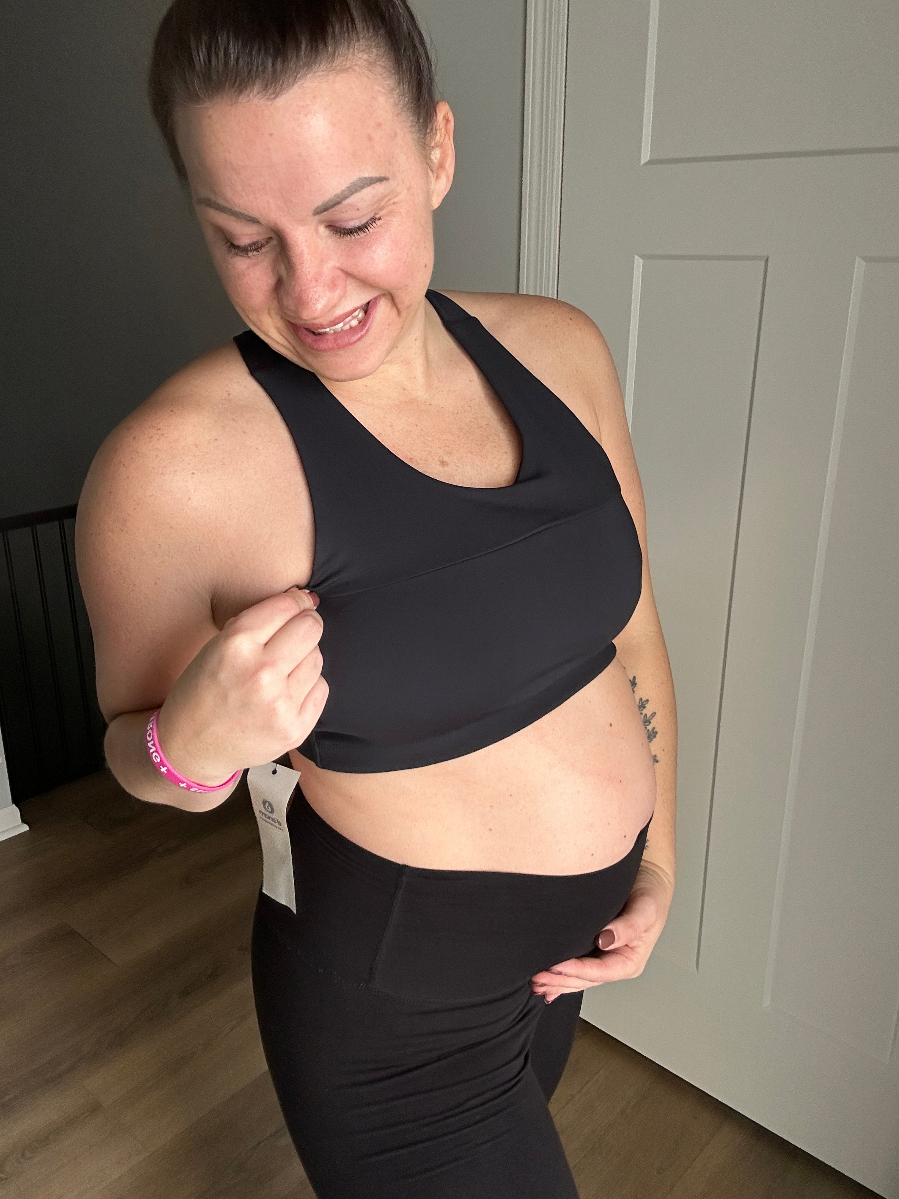 Split Front Overlay Back Adjustable Sports Bra