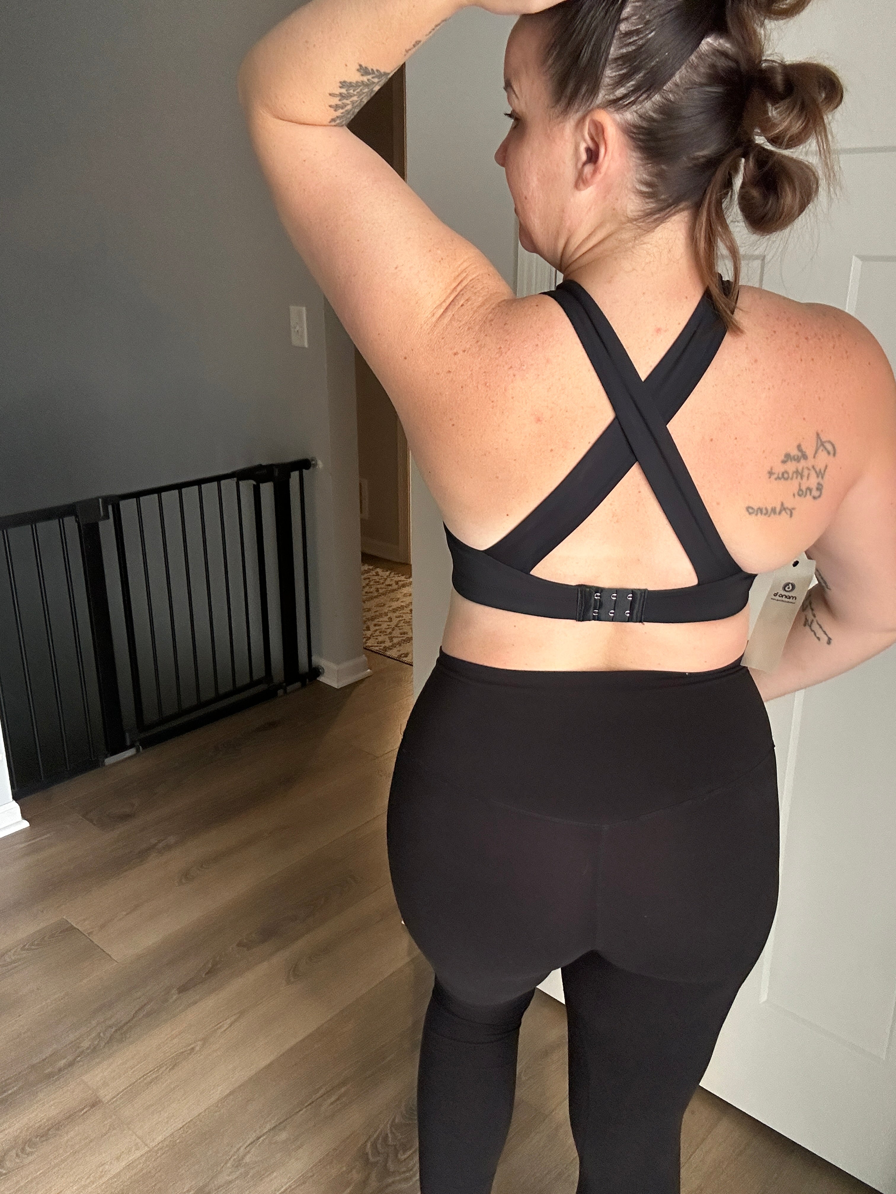 Split Front Overlay Back Adjustable Sports Bra