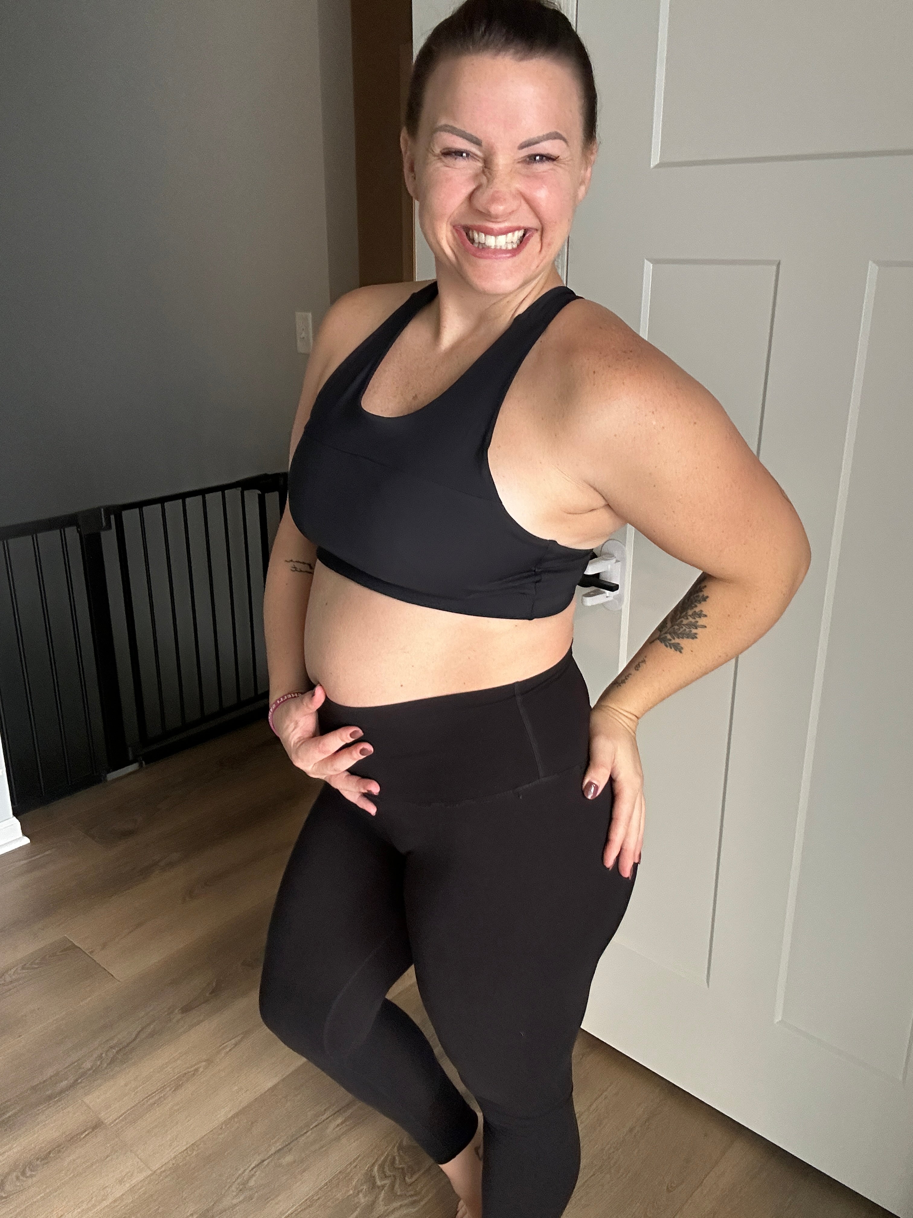 Split Front Overlay Back Adjustable Sports Bra