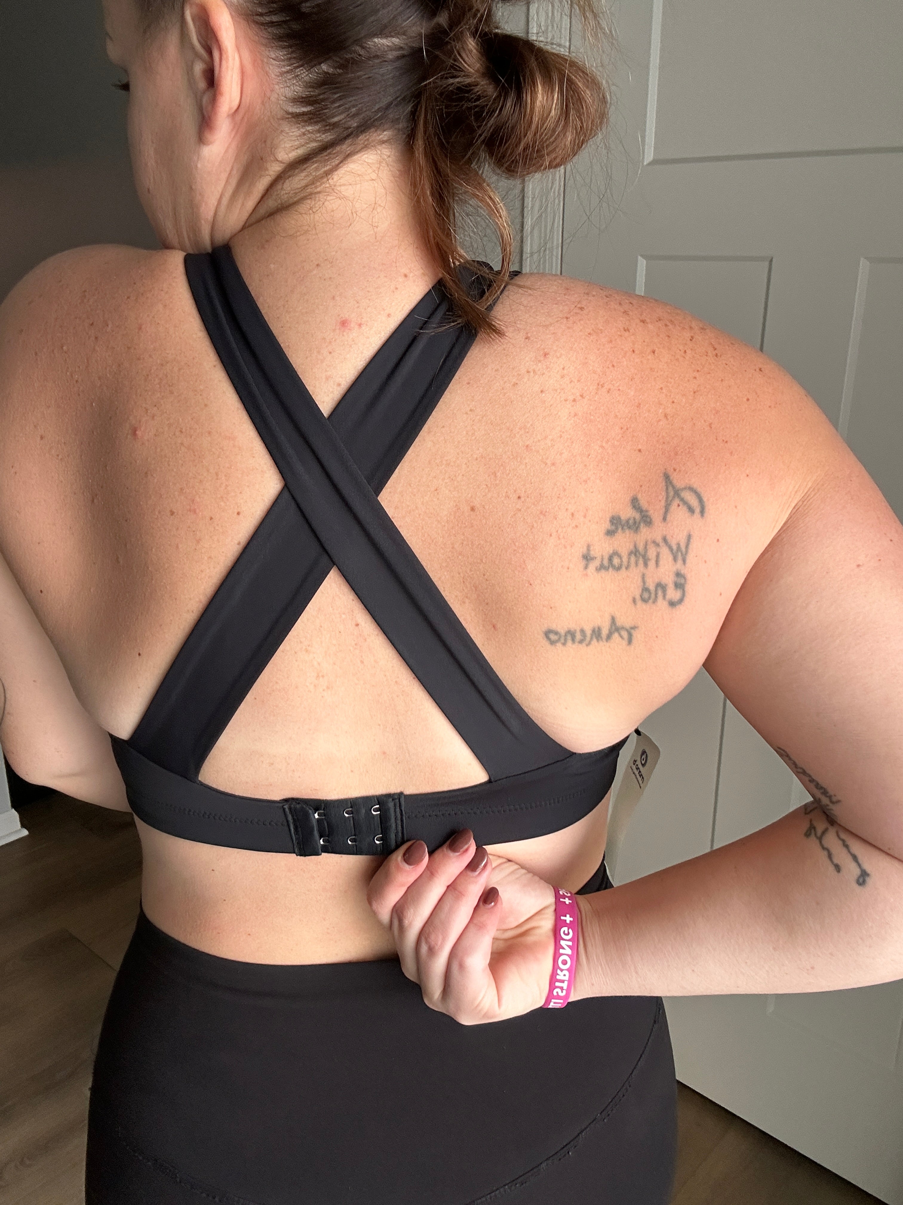 Split Front Overlay Back Adjustable Sports Bra