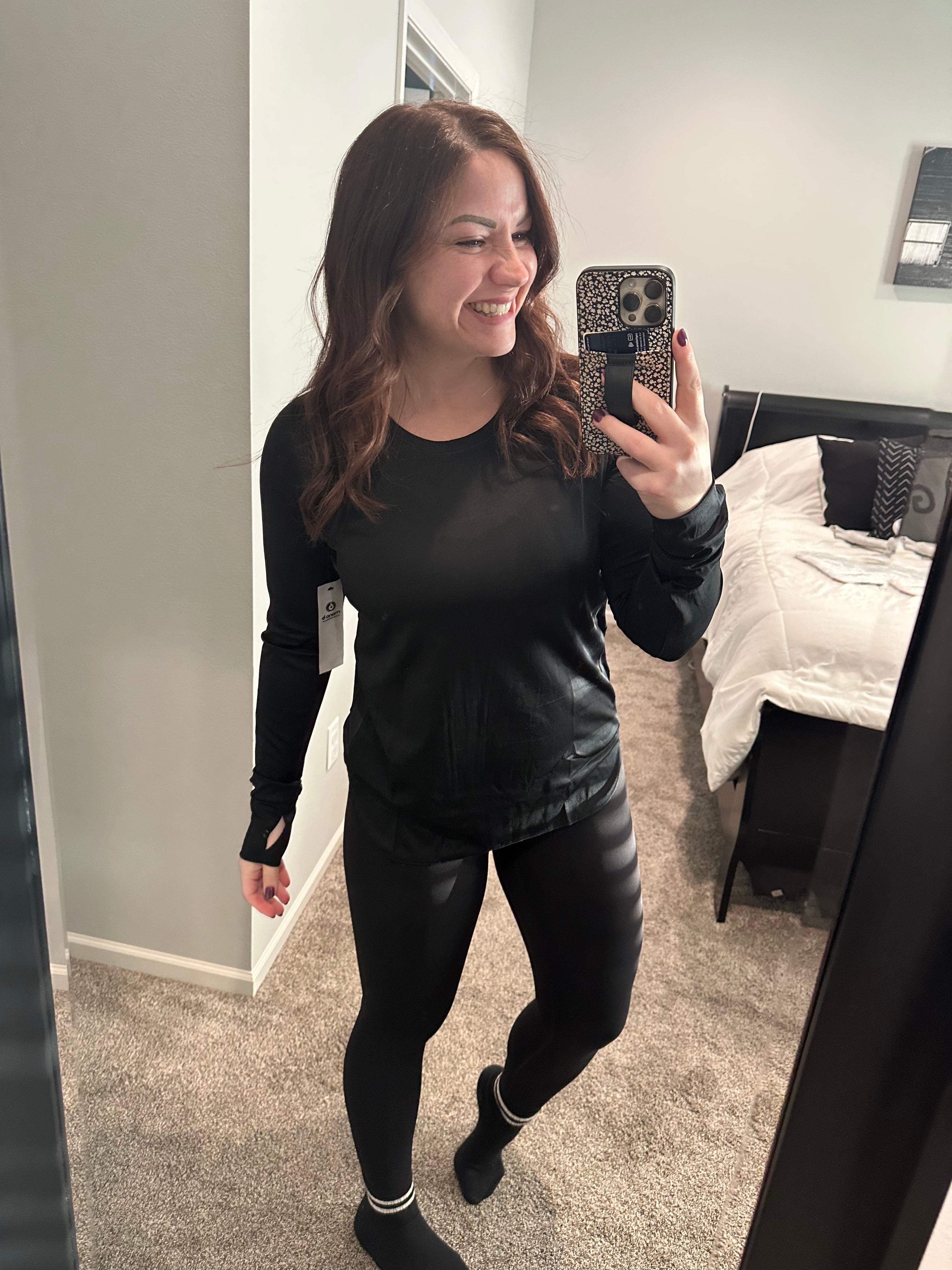 Active Top with Breathable Panels and Thumb Holes