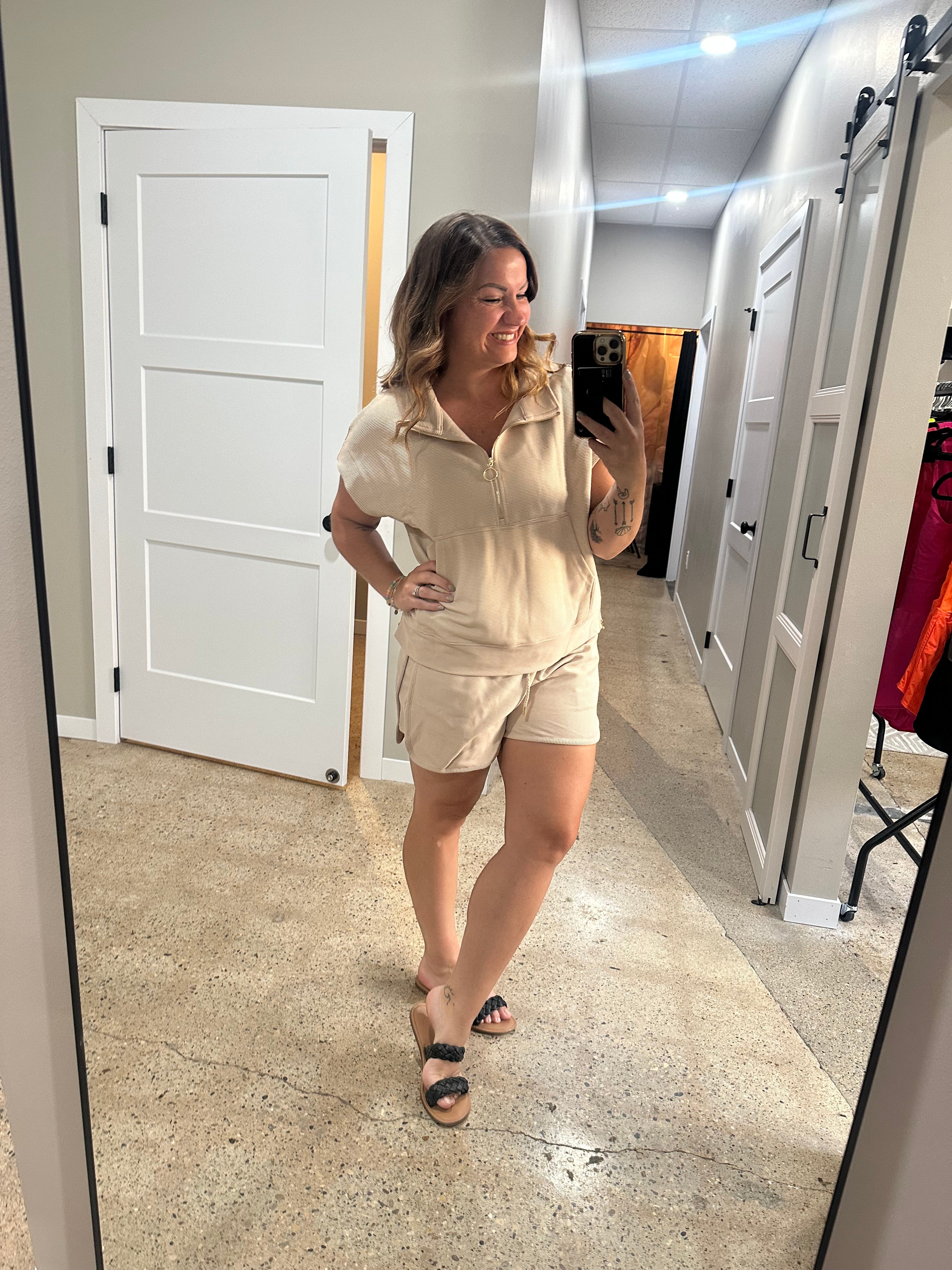 Luxury Textured Top and Shorts Set