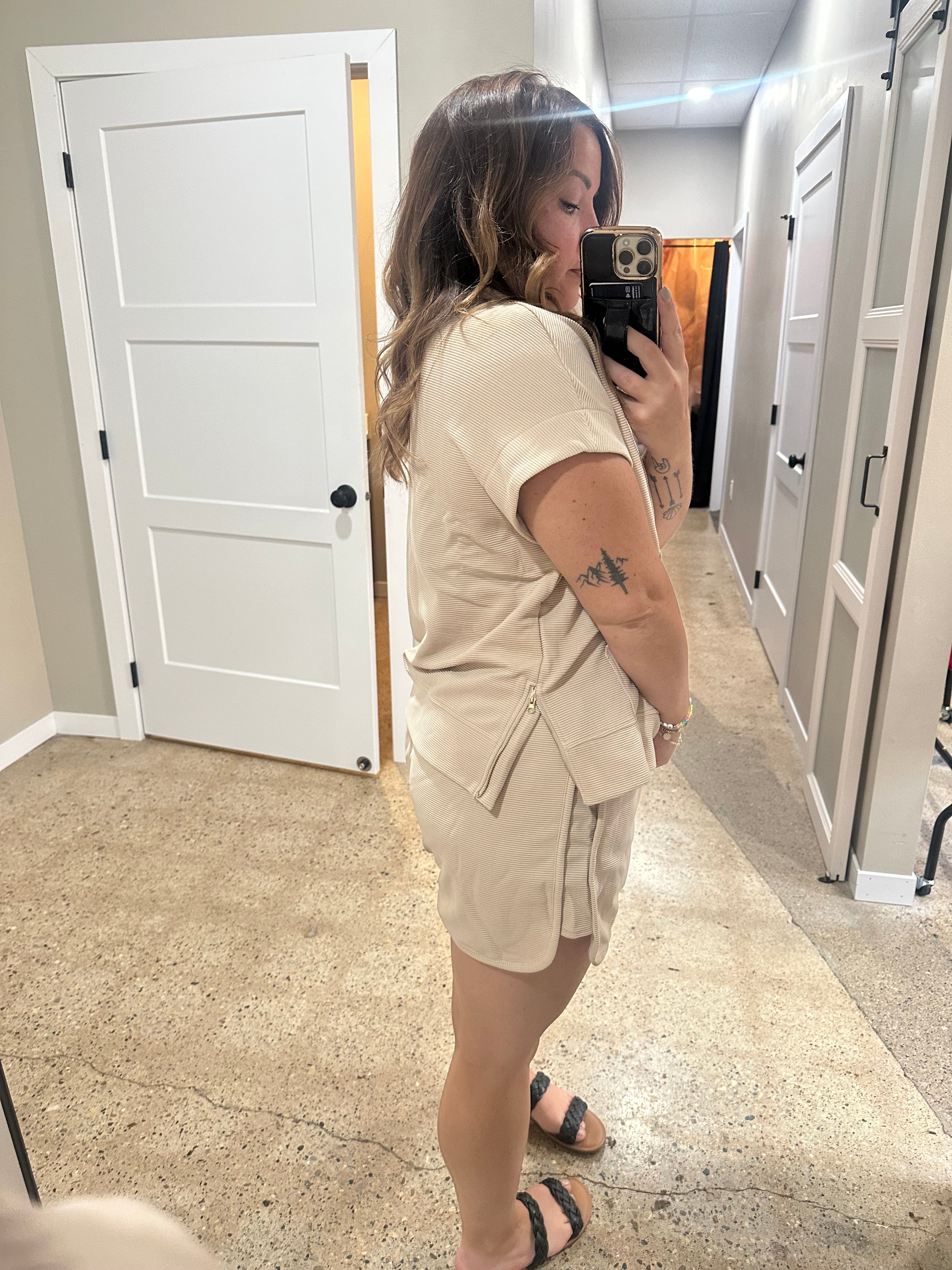 Luxury Textured Top and Shorts Set