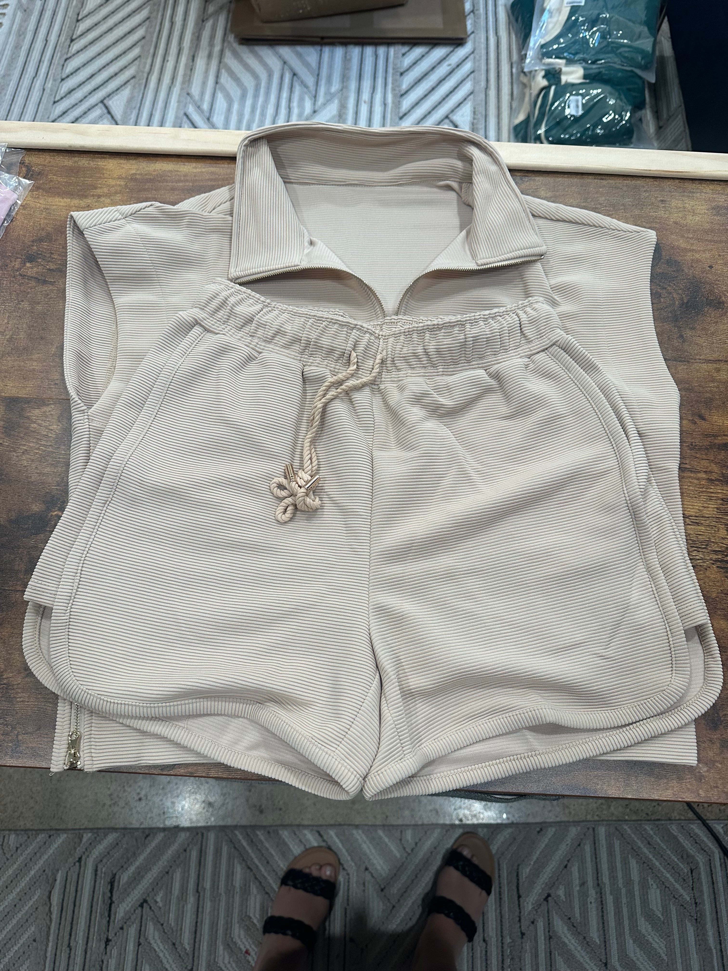 Luxury Textured Top and Shorts Set