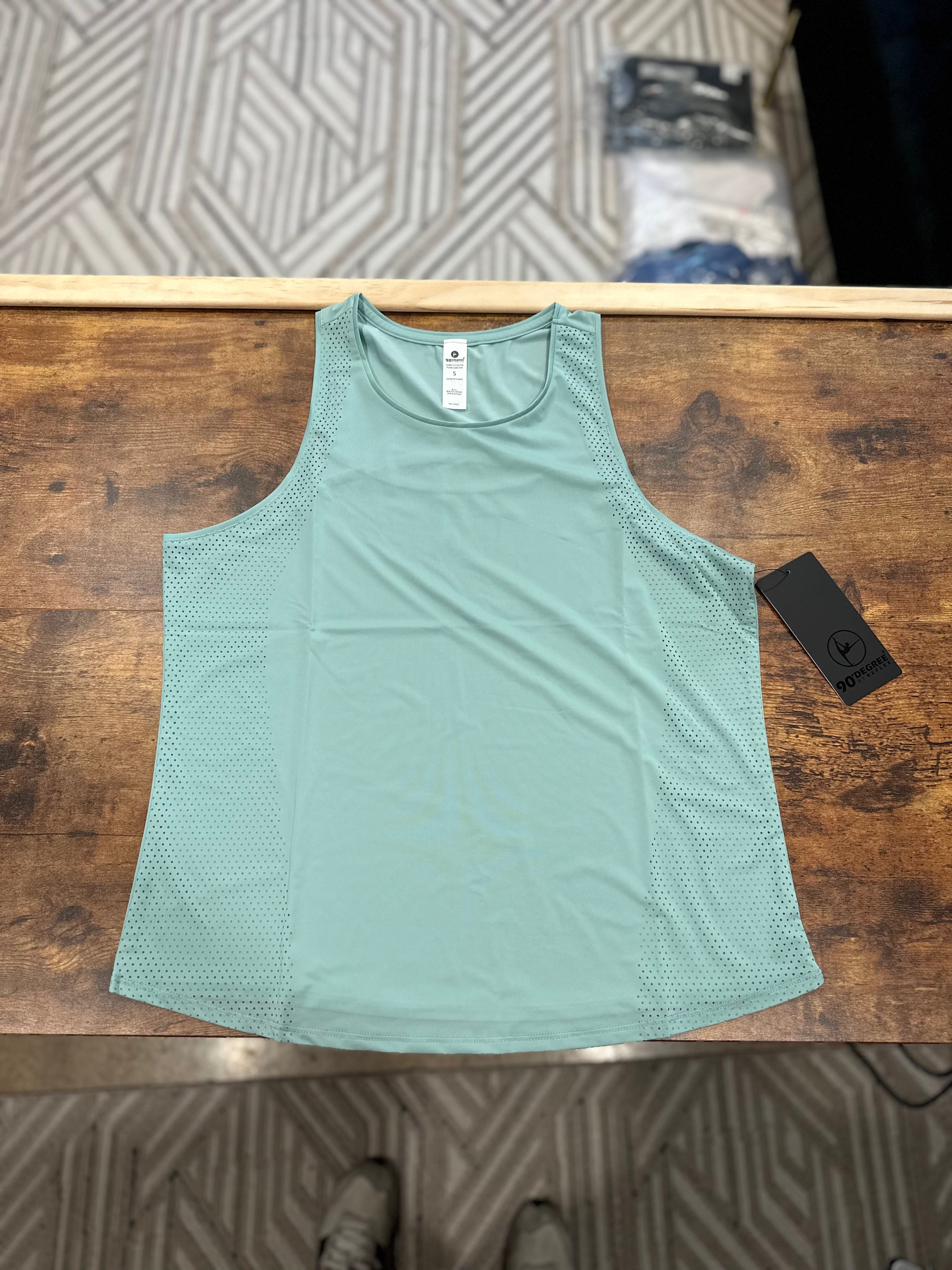 Women's Laser Cut Active Tank Top with Cutout Back