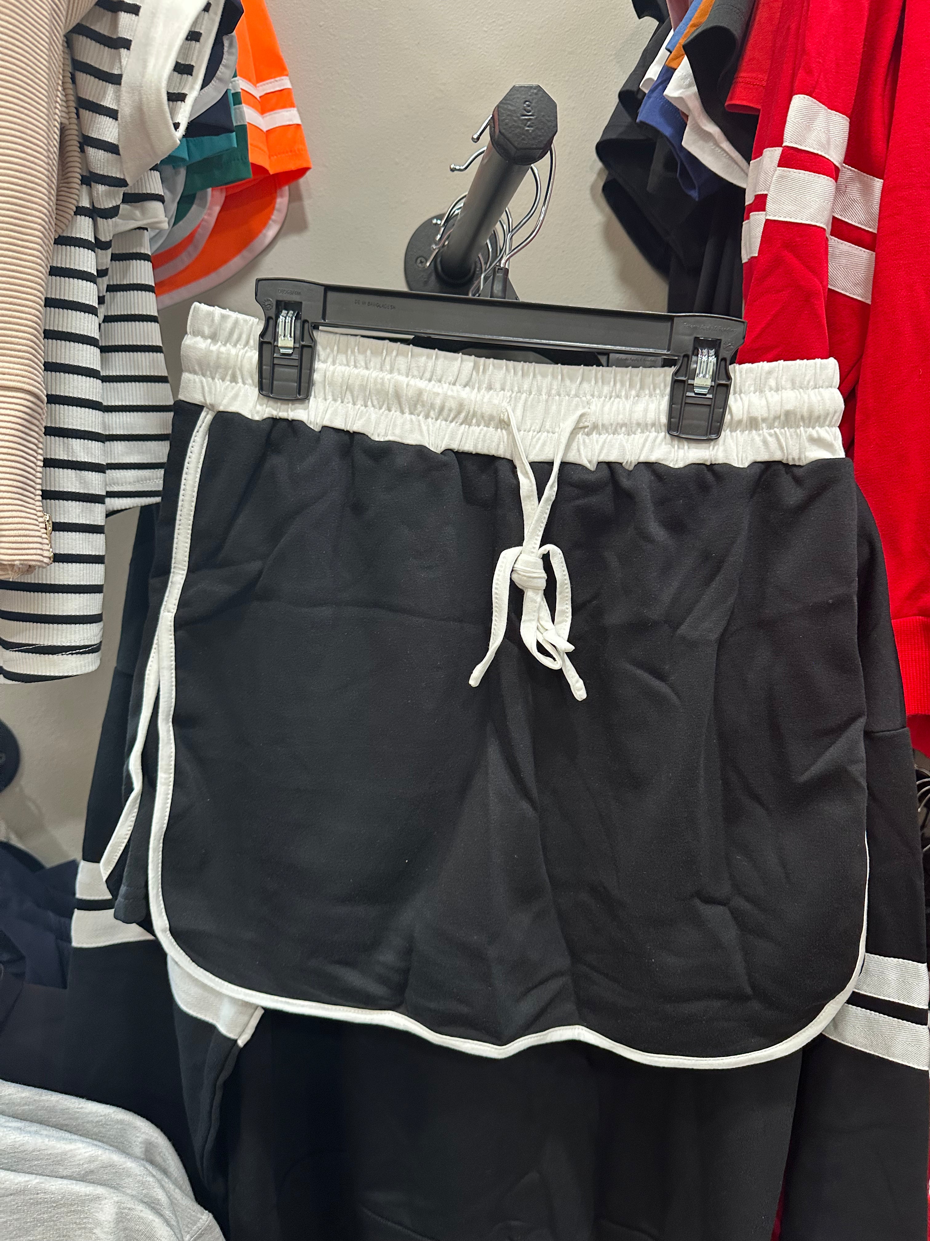 Varsity Stripe Detail Drop Shoulder Pullover Mini Skirt Set