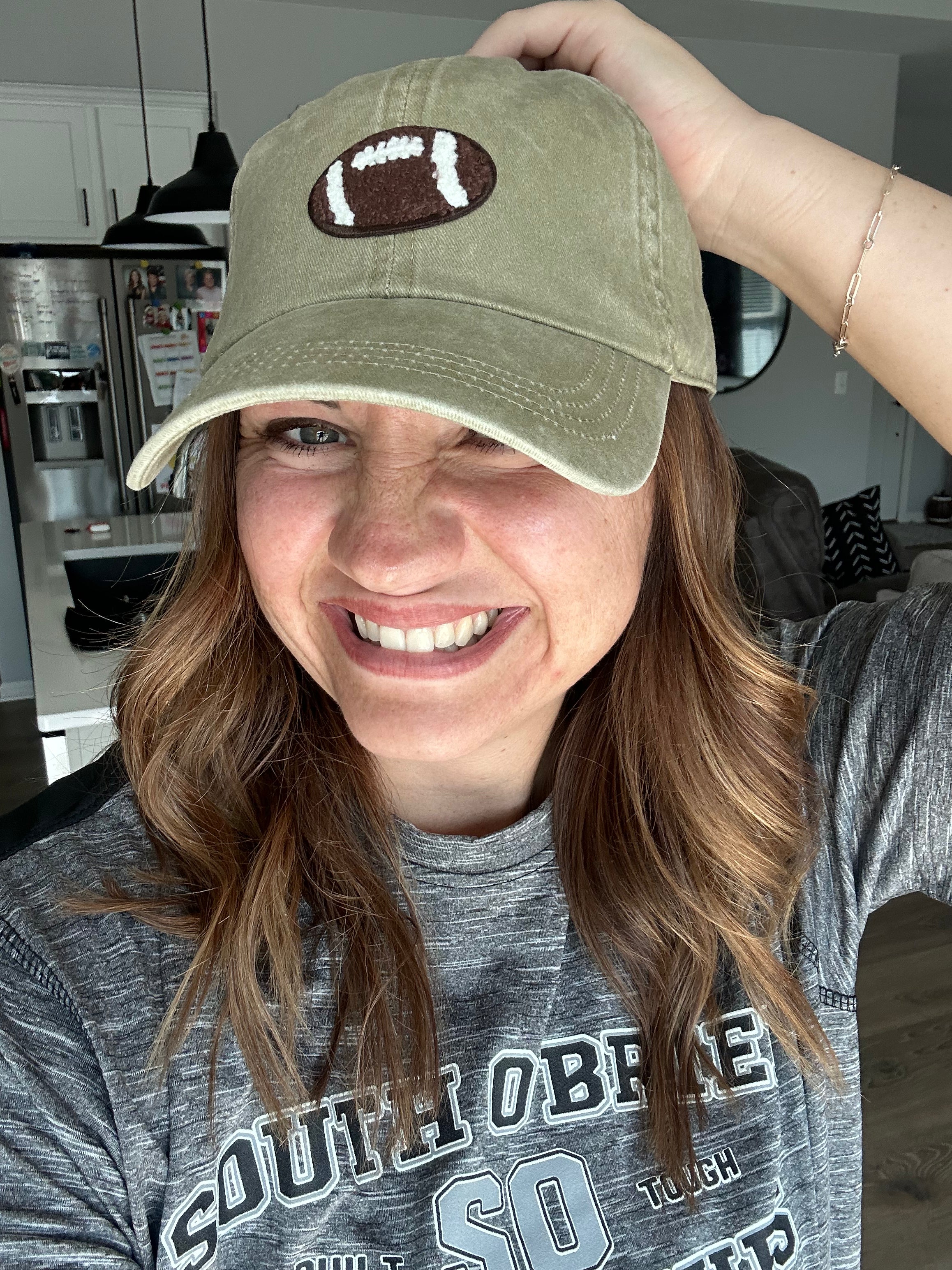 GAME DAY Chenille Football Patch Washed baseball cap