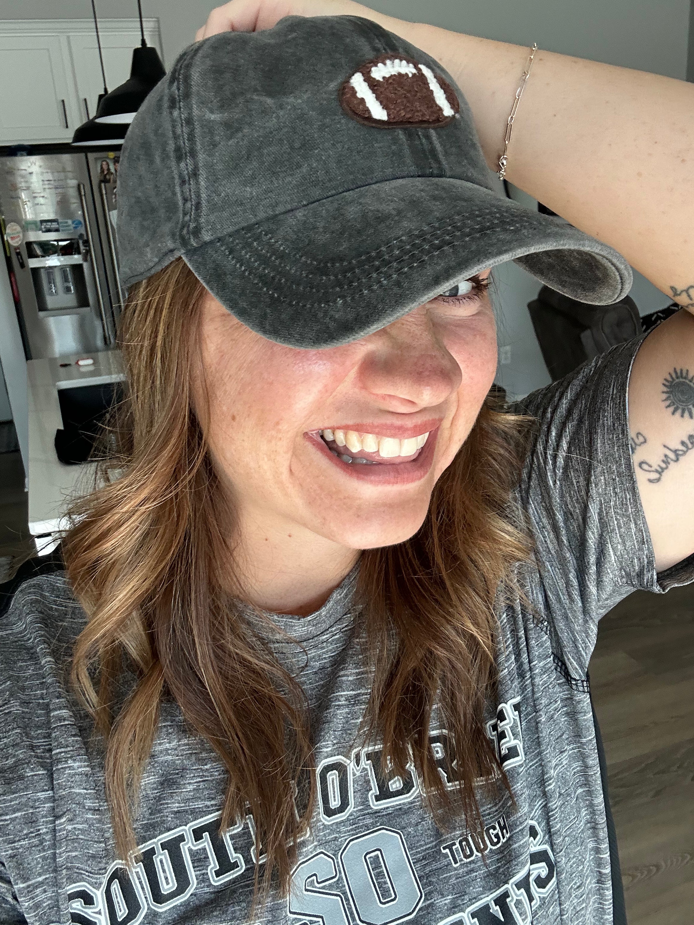 GAME DAY Chenille Football Patch Washed baseball cap