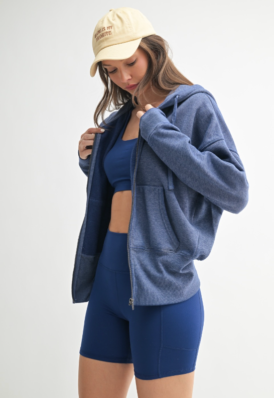Fleece Hoodie Jacket with Tapered Sleeves