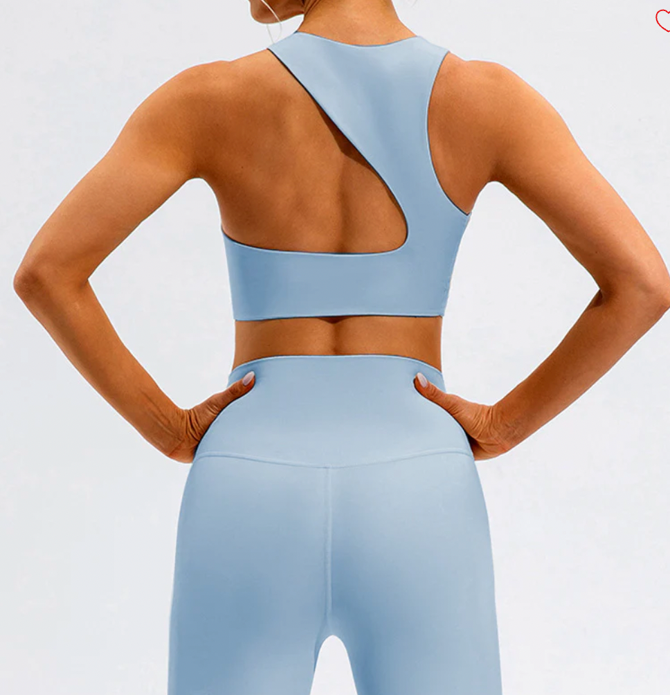 SOLID COLOR FULL-WRAP SPORTS BRA