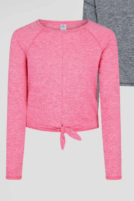 Girls Mesh Tie Front Top