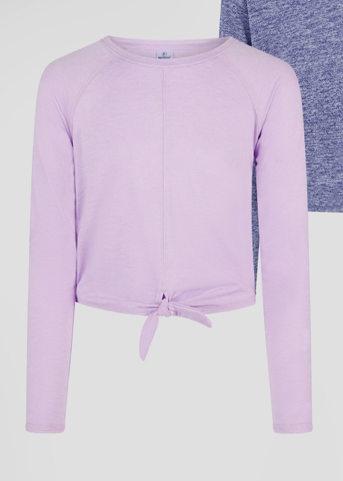 Girls Mesh Tie Front Top