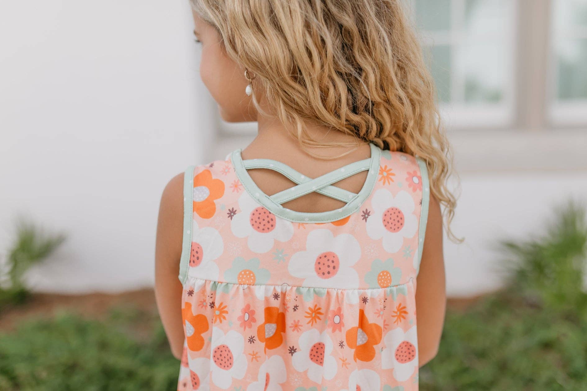 Girls Retro Flower Summer Short Set
