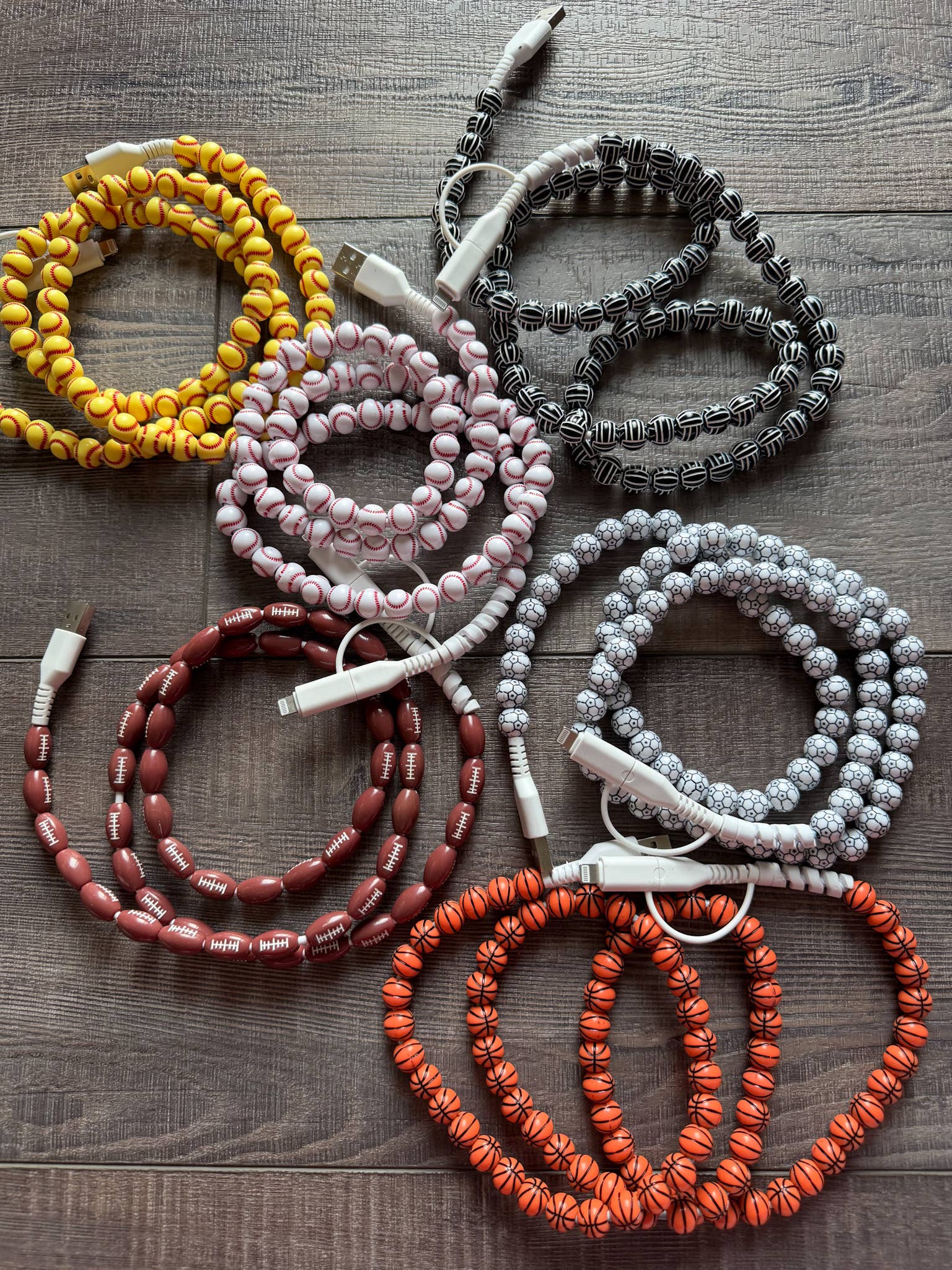 Beaded Phone Charger with Lightning & USB-C Cable Sports