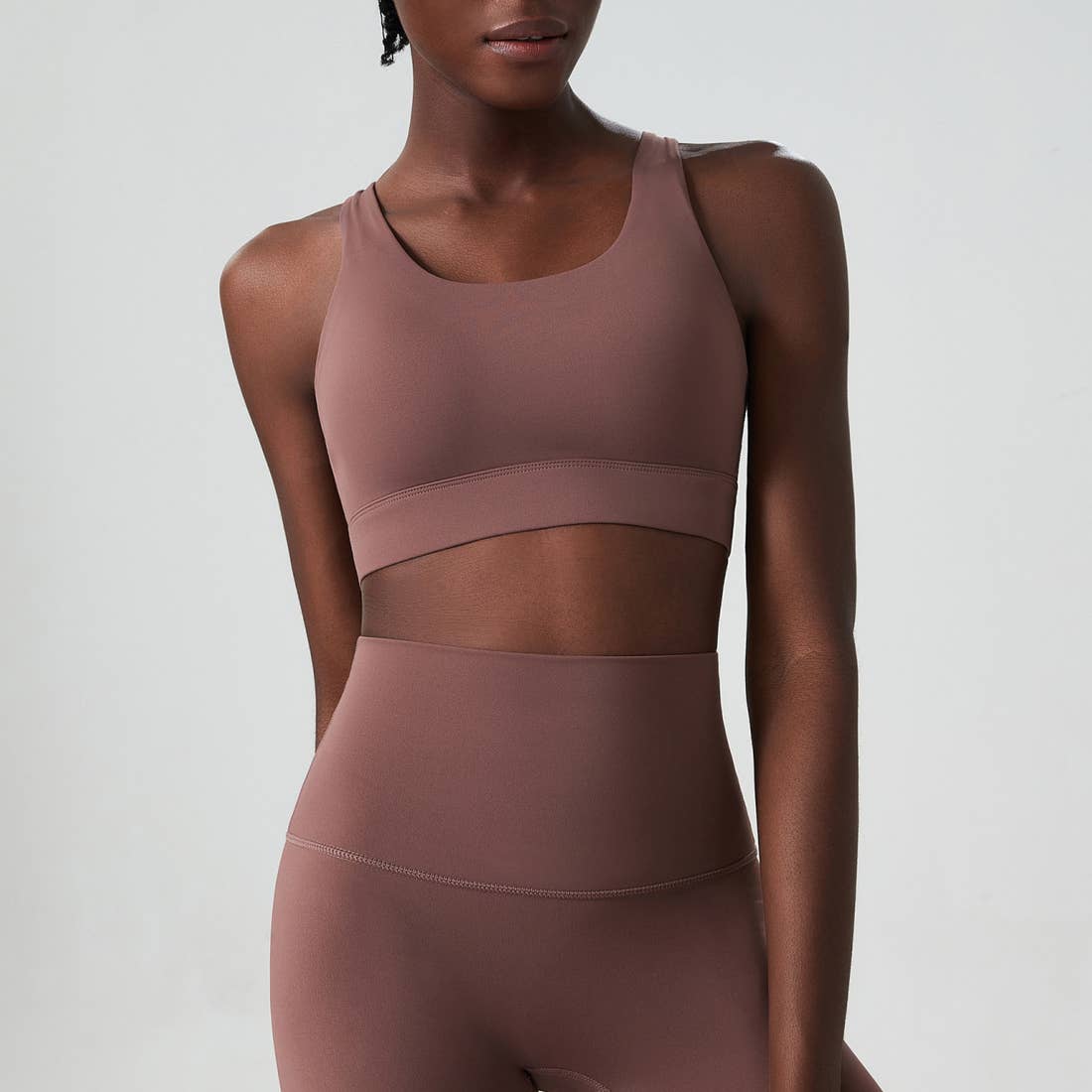Solid Color Back Buckle High Support Fitness Sports Bra