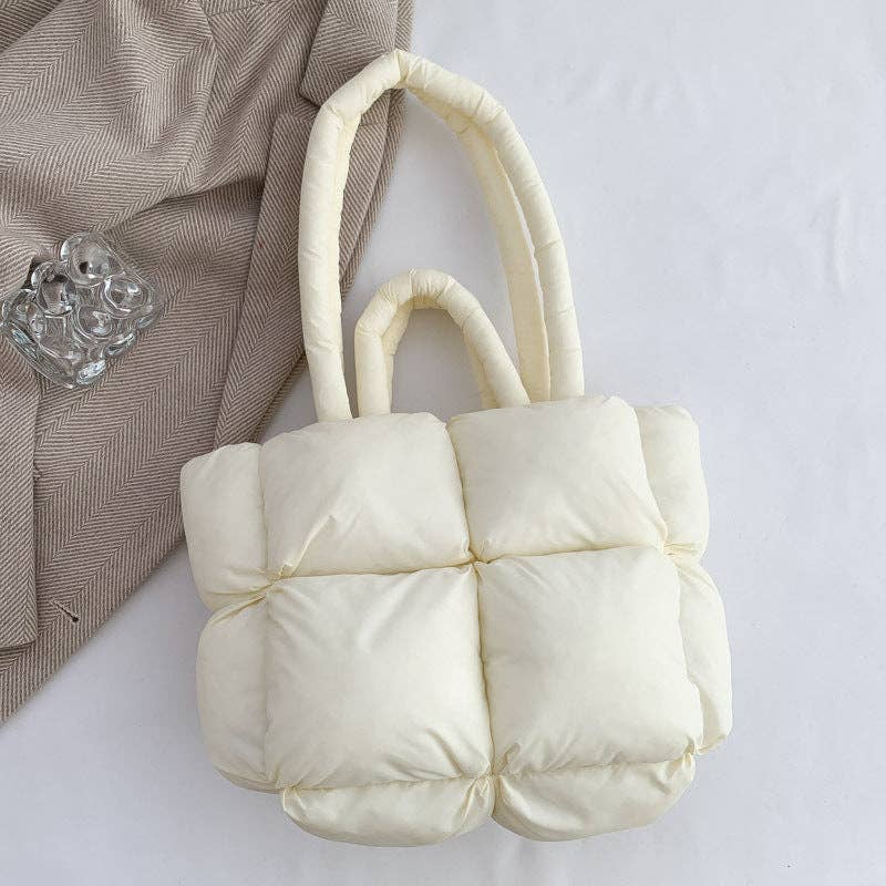 Simple Puffer Tote Bag Solid Color Soft Handbag