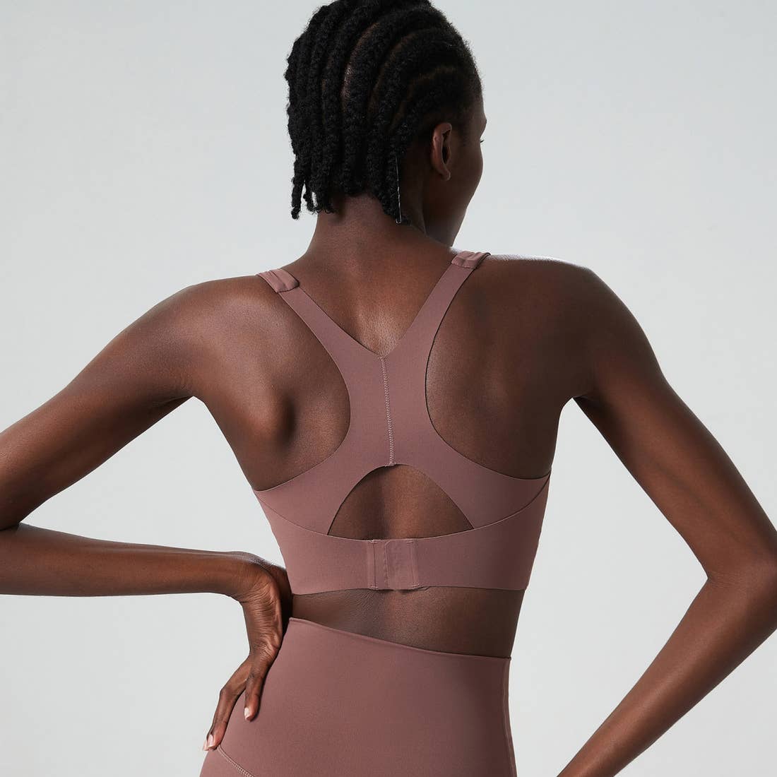 Solid Color Back Buckle High Support Fitness Sports Bra