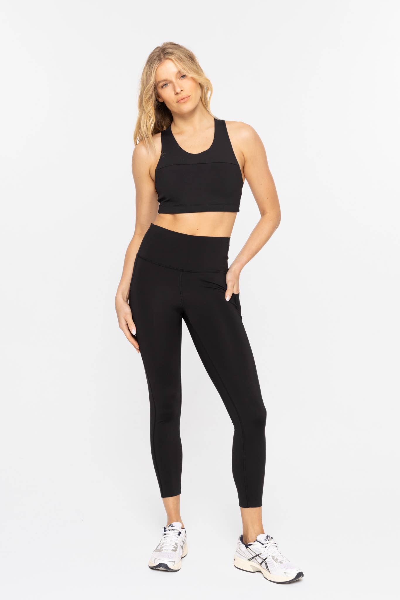 Split Front Overlay Back Adjustable Sports Bra