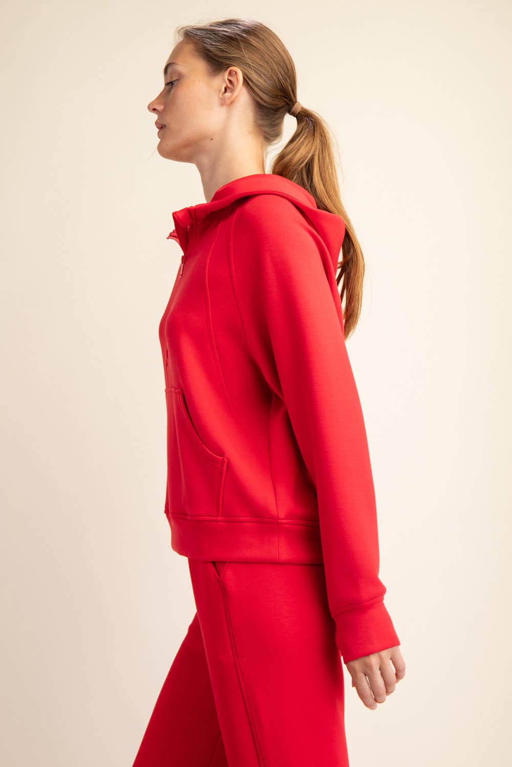 MODAL SCUBA QUARTER ZIP HODDIE JACKET