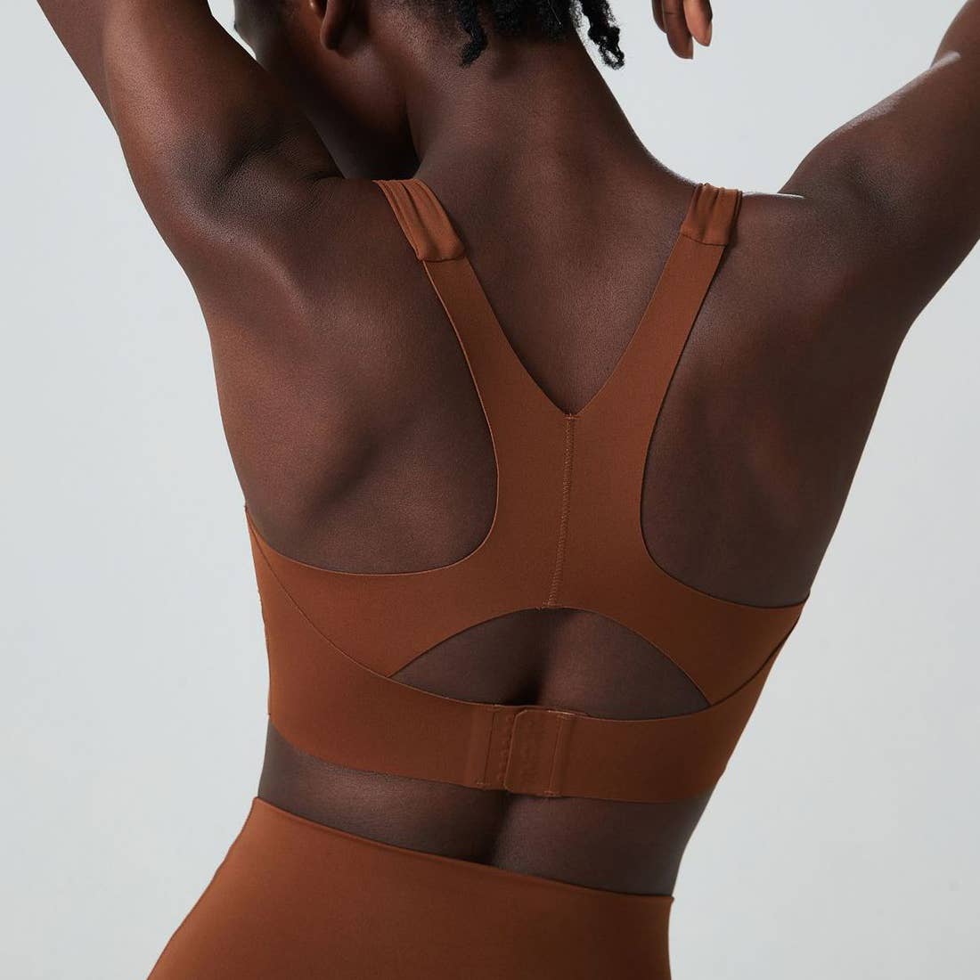 Solid Color Back Buckle High Support Fitness Sports Bra