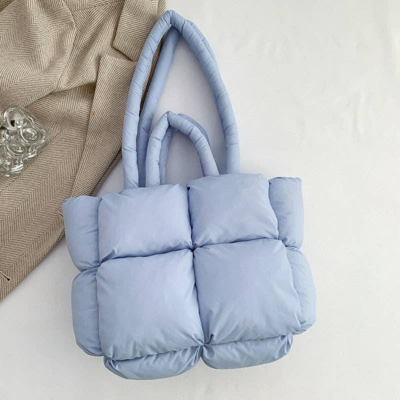 Simple Puffer Tote Bag Solid Color Soft Handbag