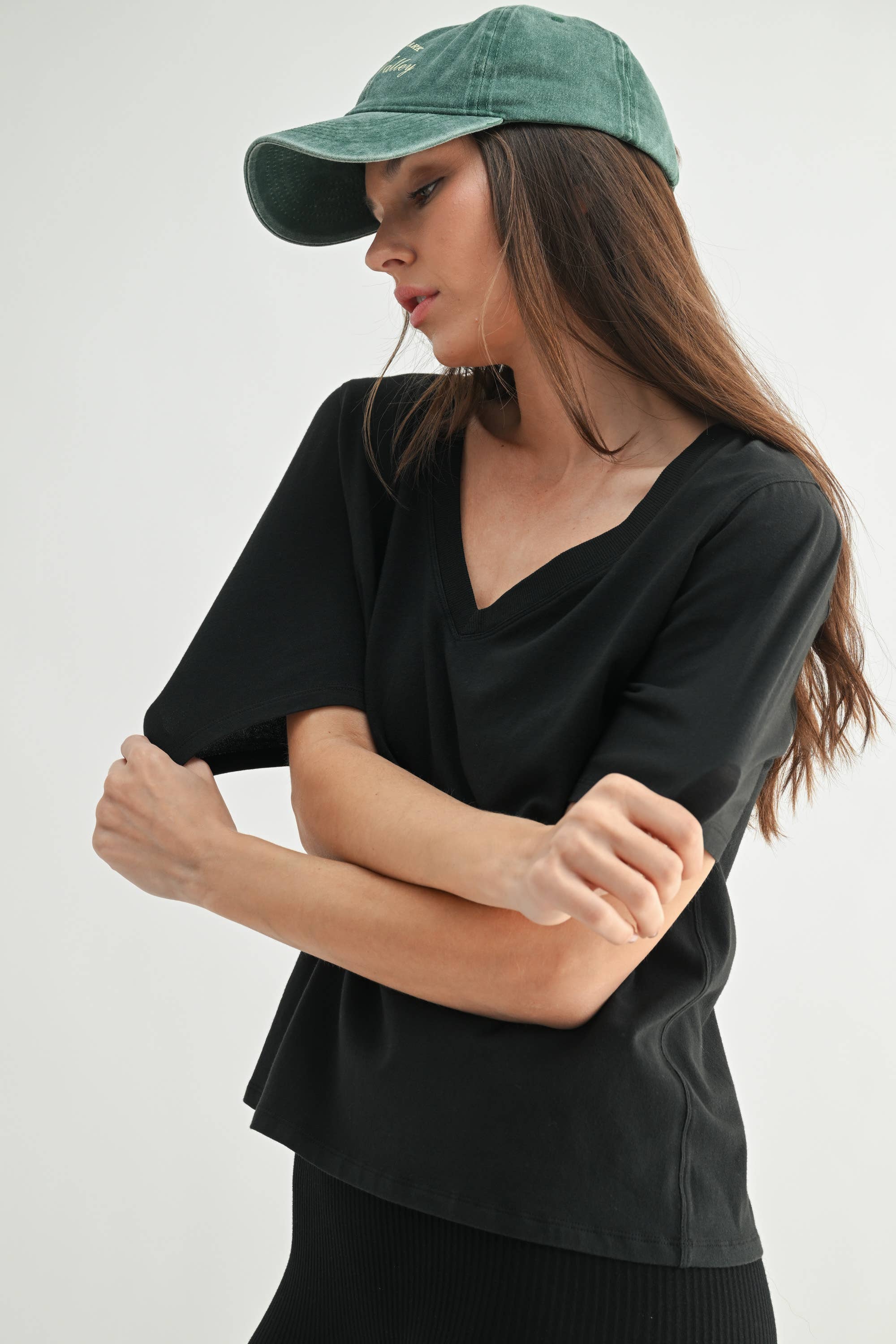 Pima Cotton Blend V-Neck Tee