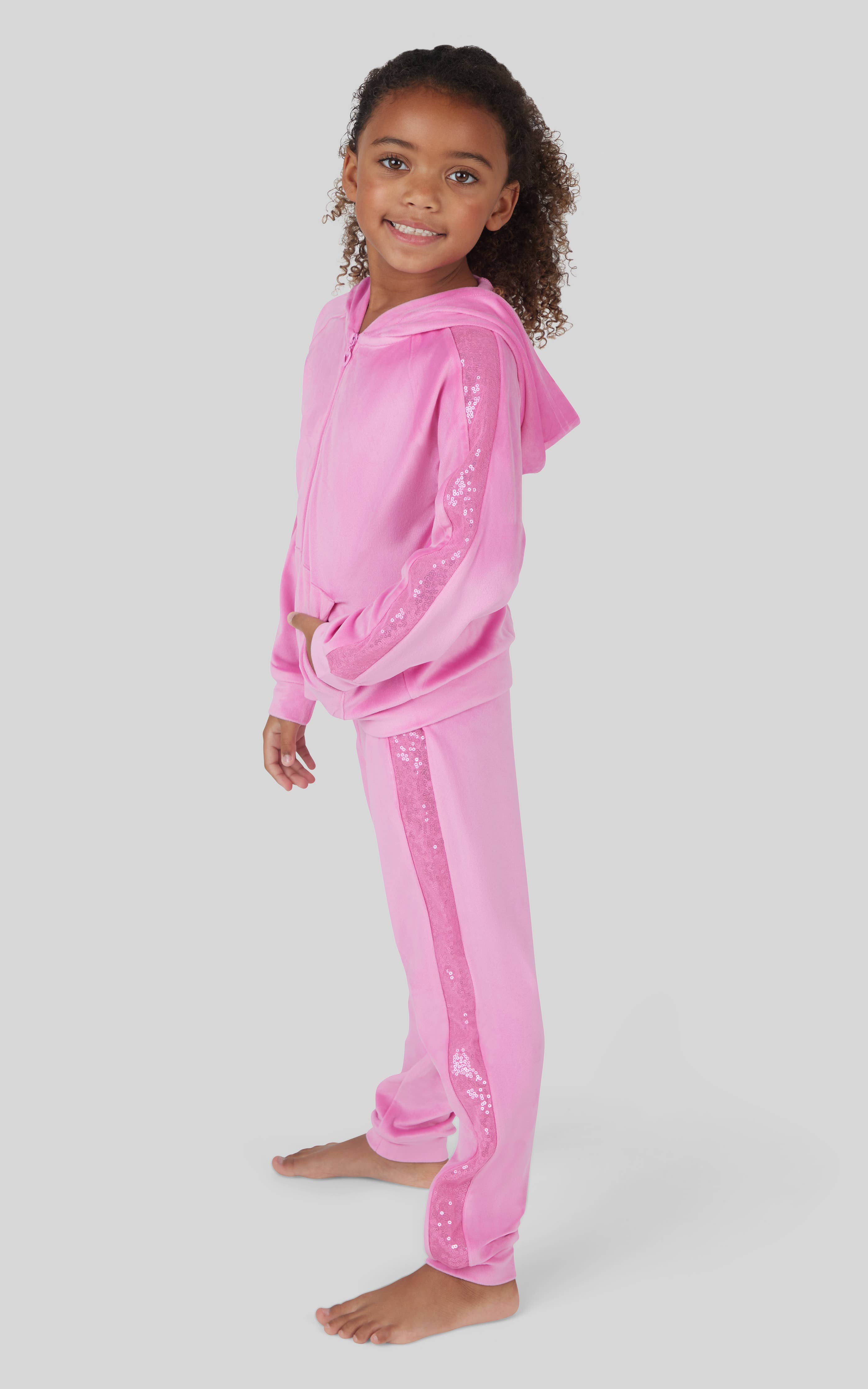 Little Girls - Velour Shimmer Hoodie and Jogger - Set