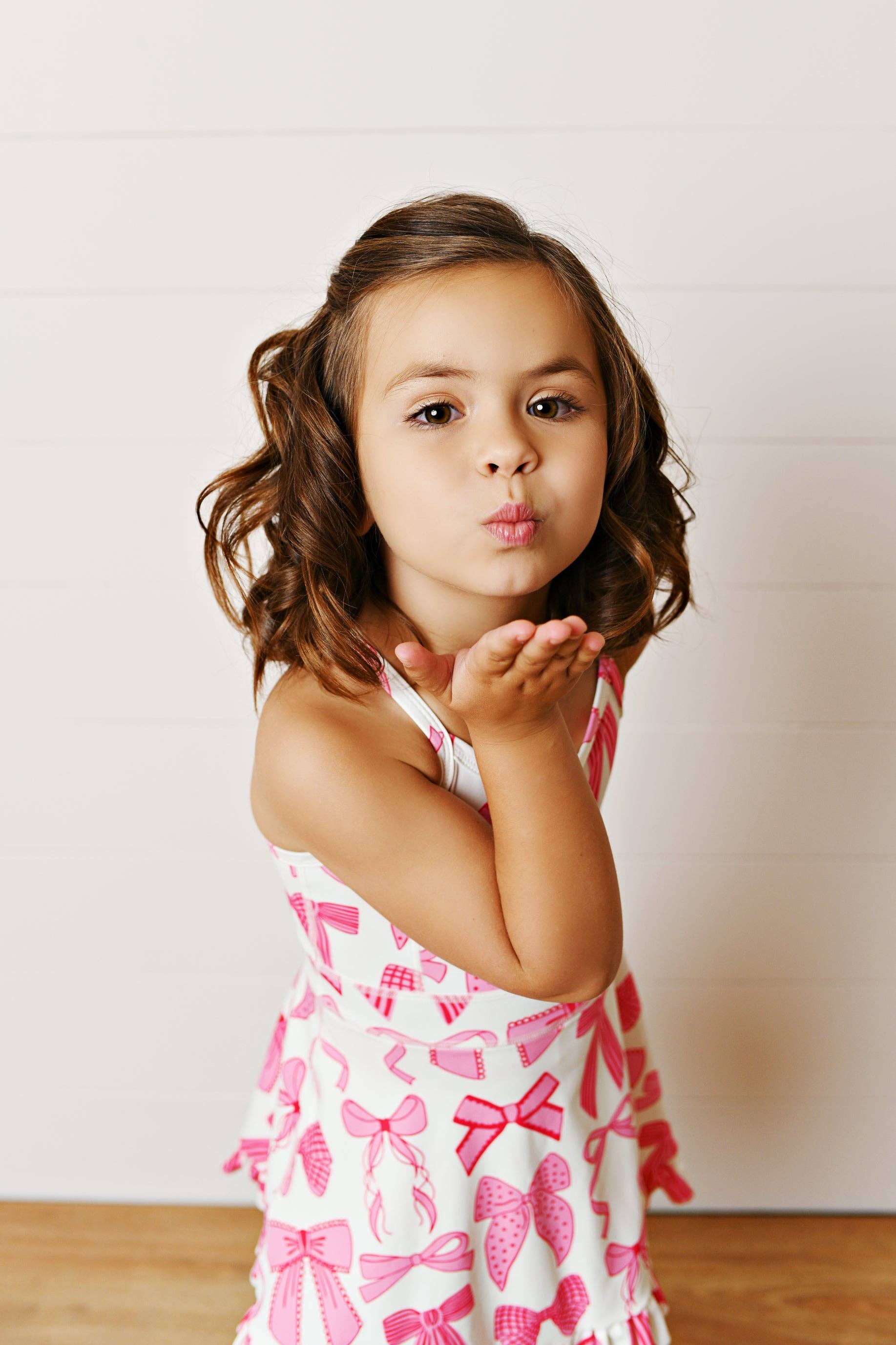 Girls Pink Bow Athletic Active Sport Ruffle Dress