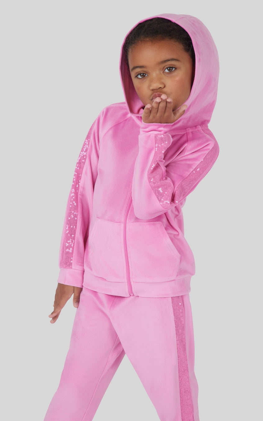 Little Girls - Velour Shimmer Hoodie and Jogger - Set