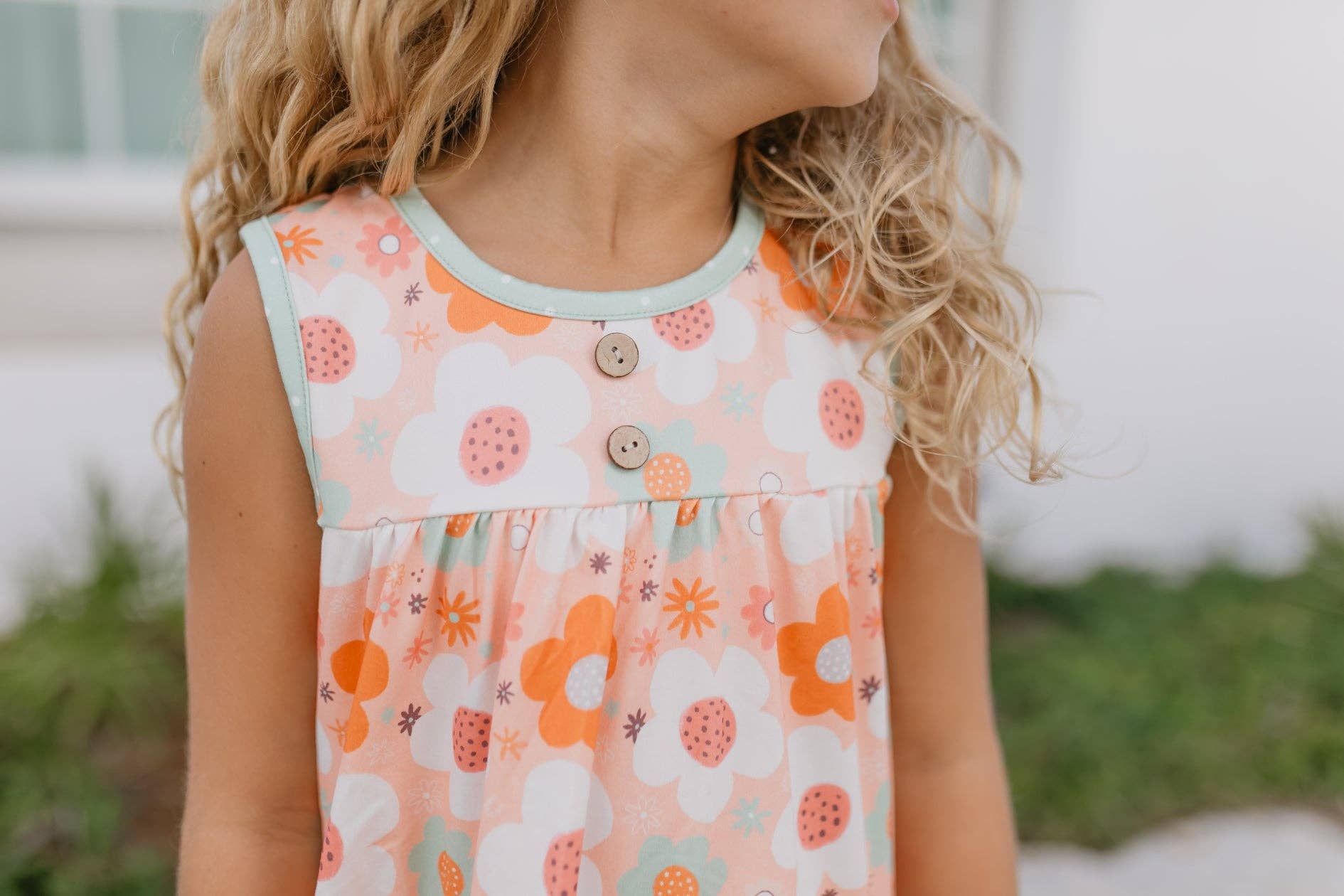 Girls Retro Flower Summer Short Set