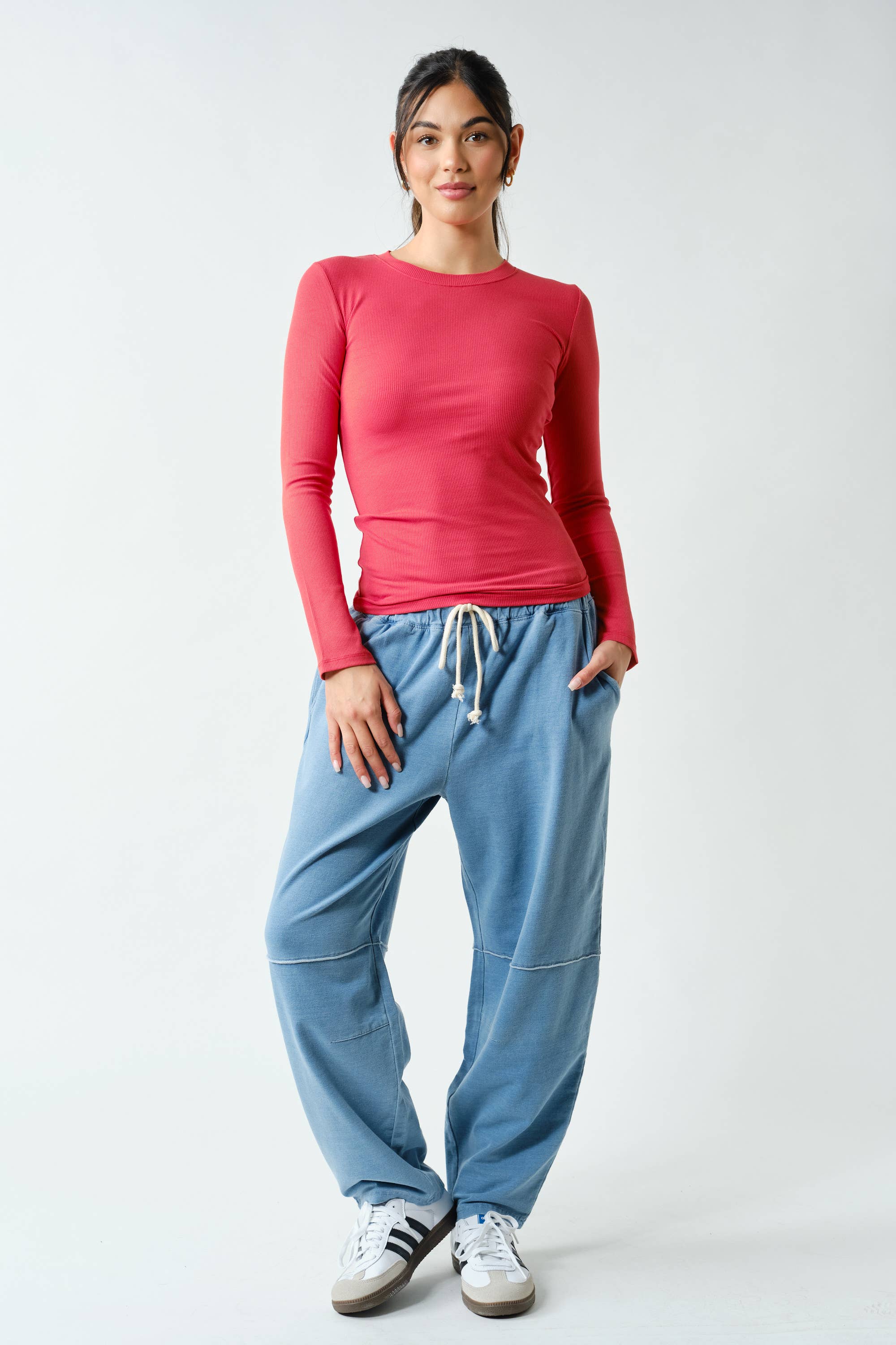 Mindy Essential Long-Sleeved Micro-Ribbed Top